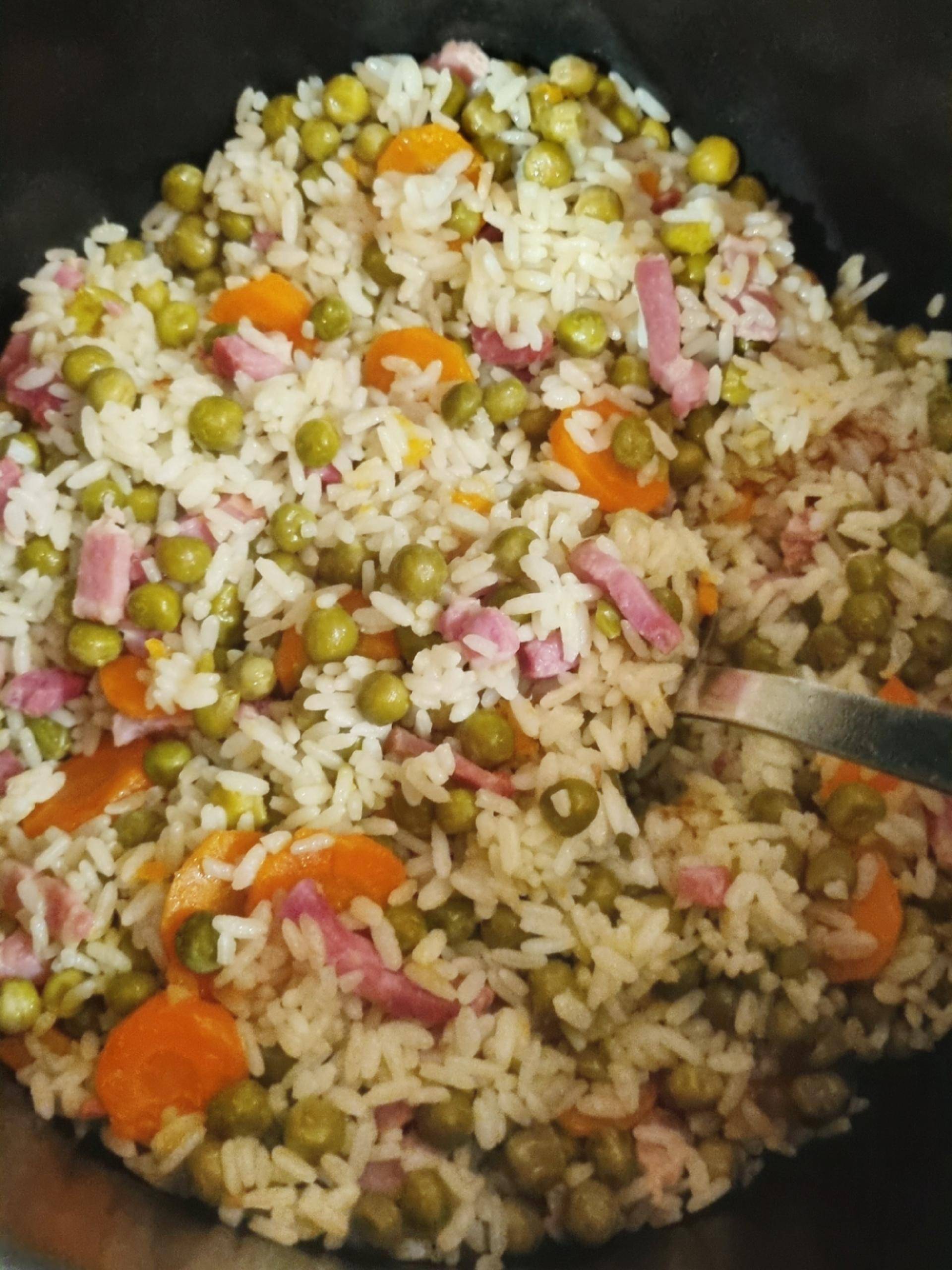 Riz, lardons et petits pois carottes - Recette Cookeo | Moulinex