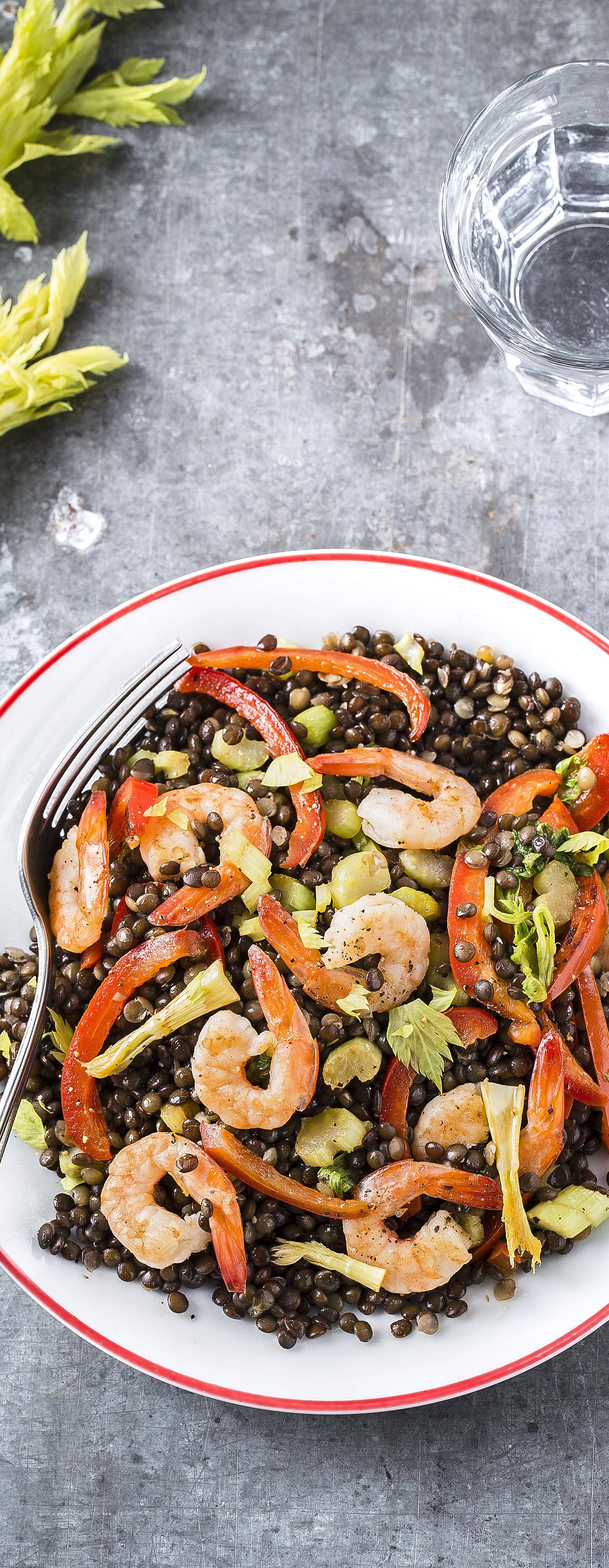 Lentilles beluga aux crevettes - Recette Cookeo | Moulinex