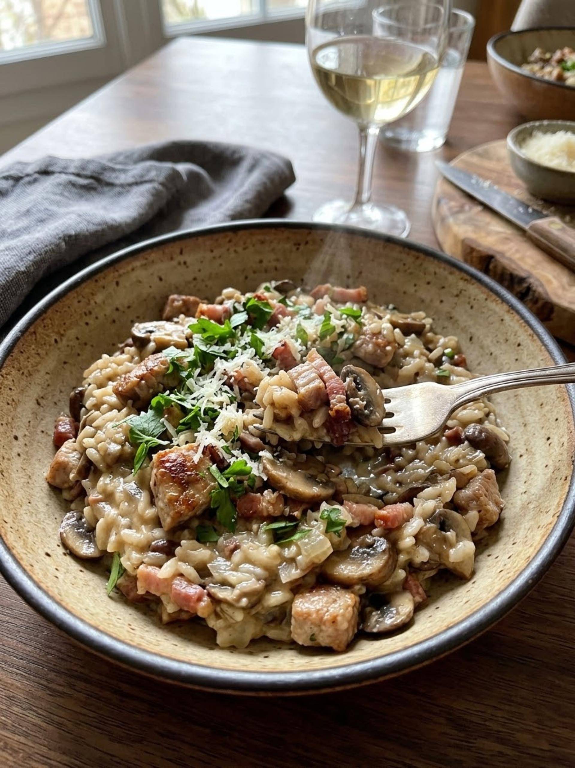 Risotto au Porc, Lardons et Champignons - Recette Cookeo Infinity Autostir | Moulinex