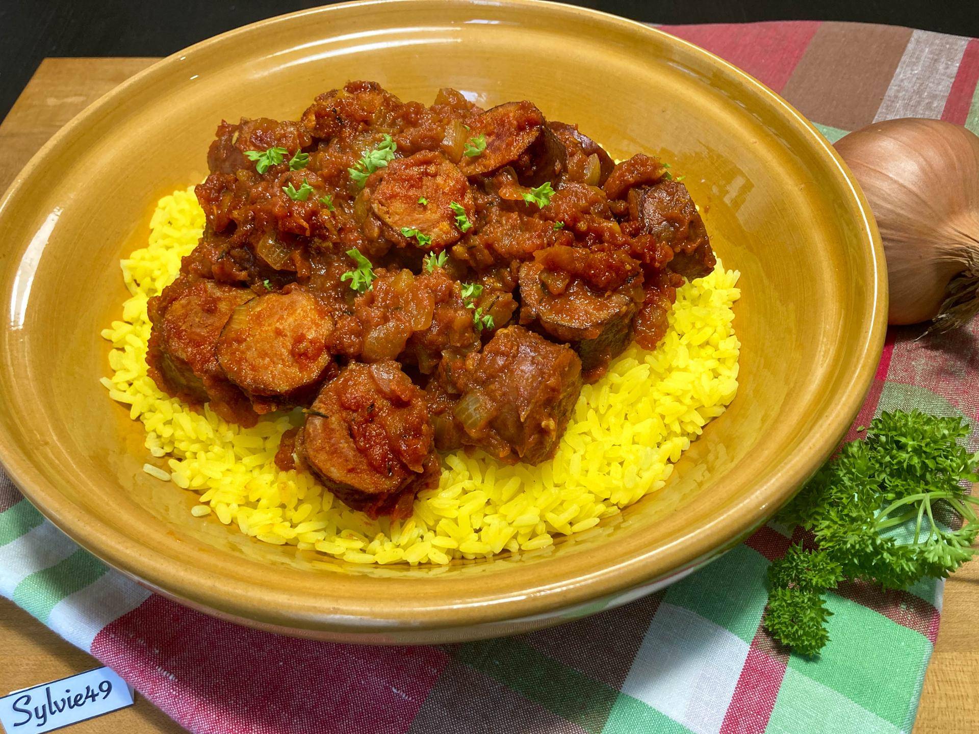 Rougail saucisses réunionnais et son riz doré - Recette Cookeo V3 | Moulinex
