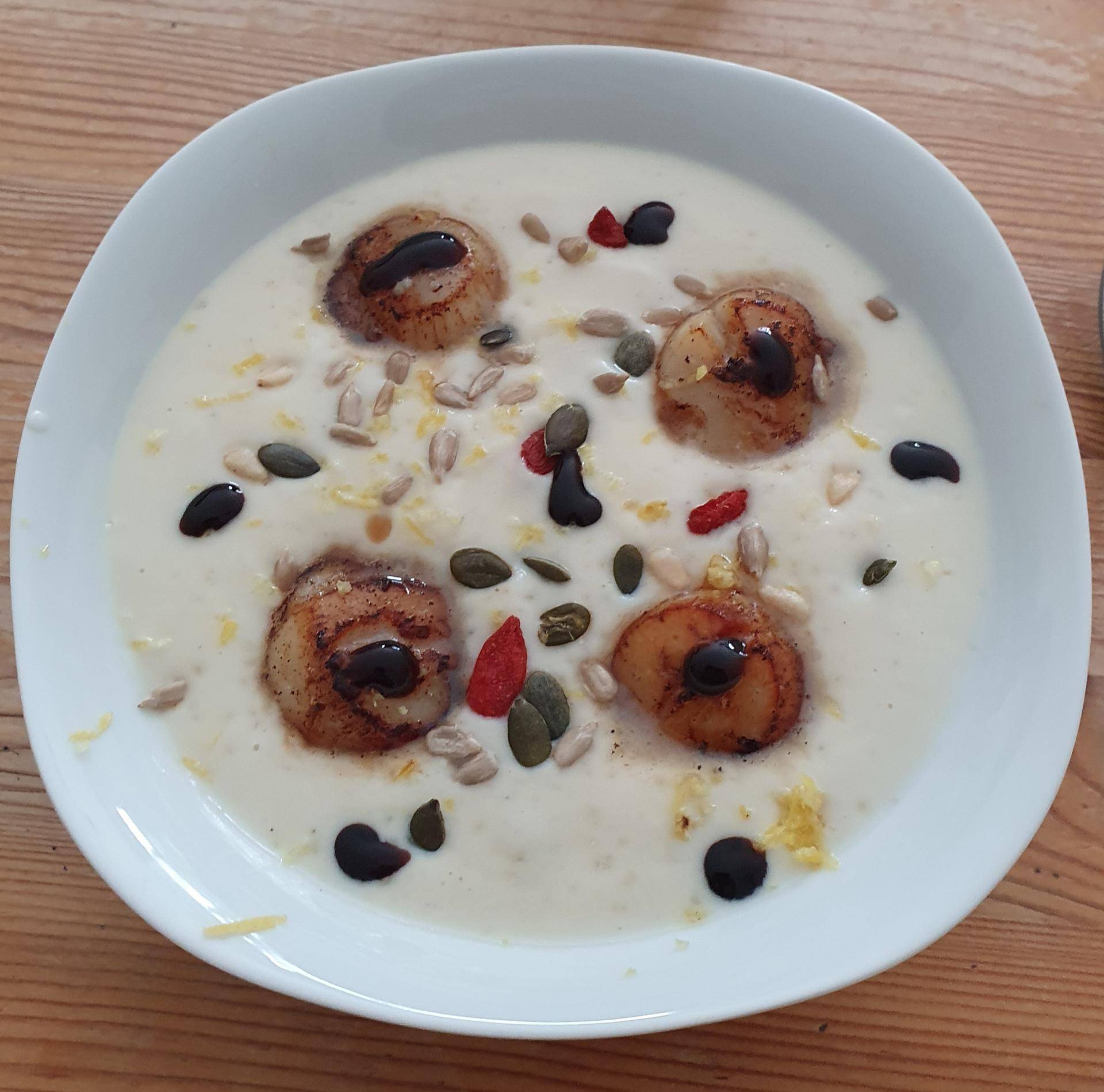 Velouté de chou-fleur et St Jacques snackées - Recette Companion Connect XL | Moulinex
