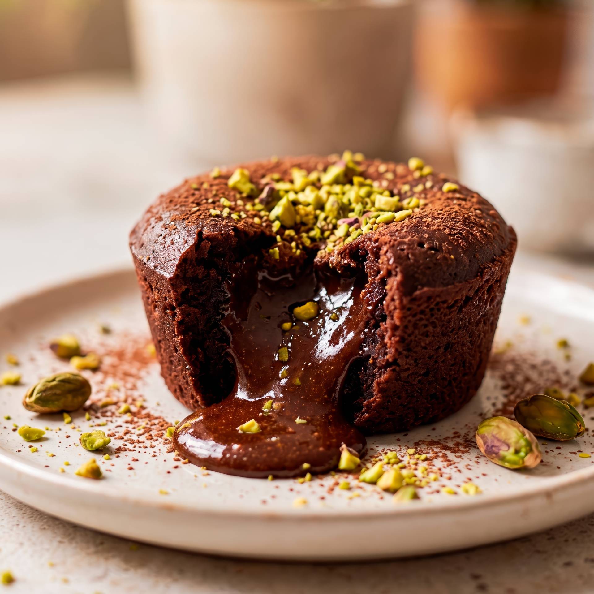 Cœur coulant au chocolat & pistache - Recette Easy Fry Mega | Moulinex