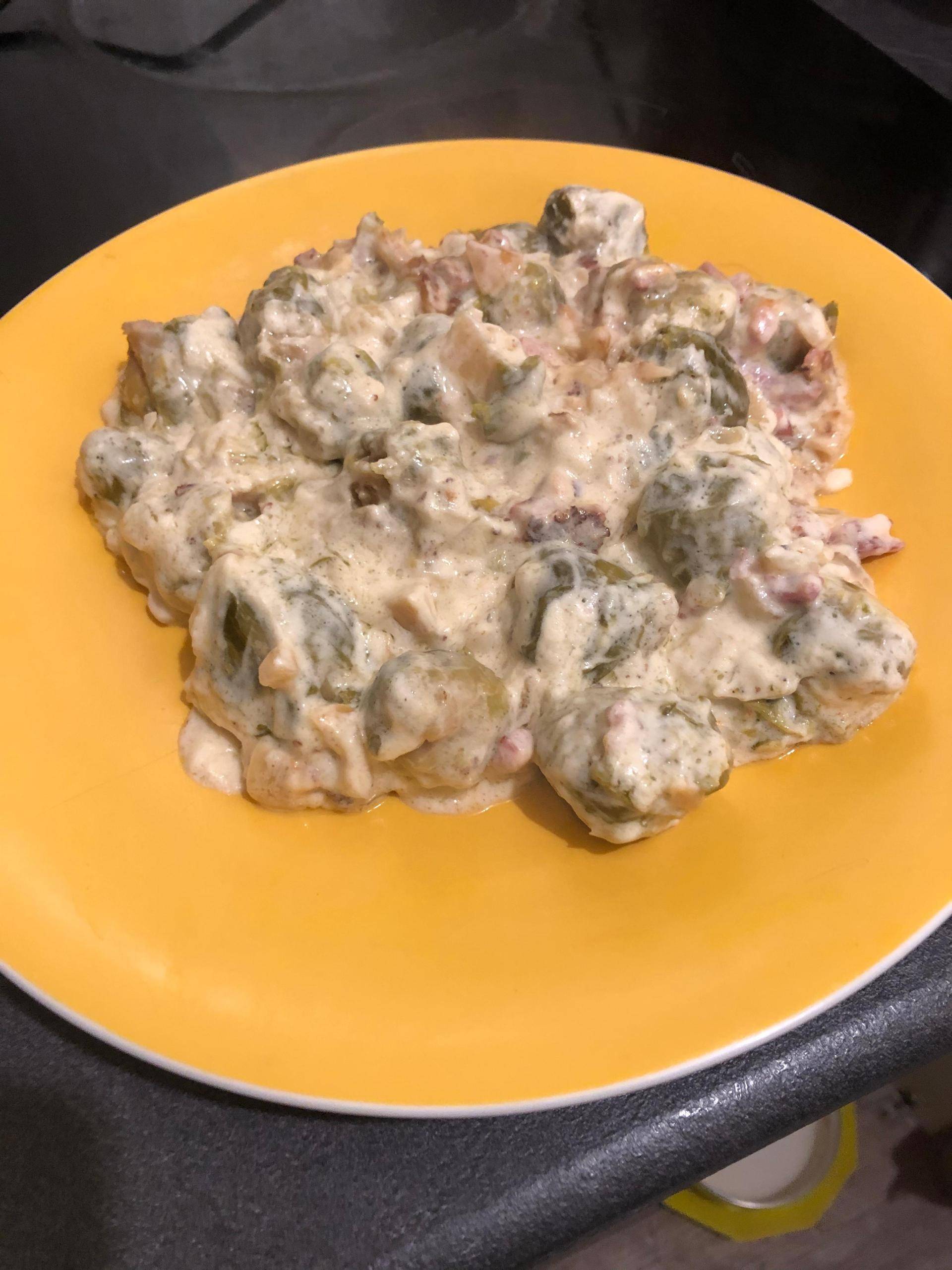 Choux de Bruxelles à la crème et aux petits lardons - Recette Cookeo | Moulinex