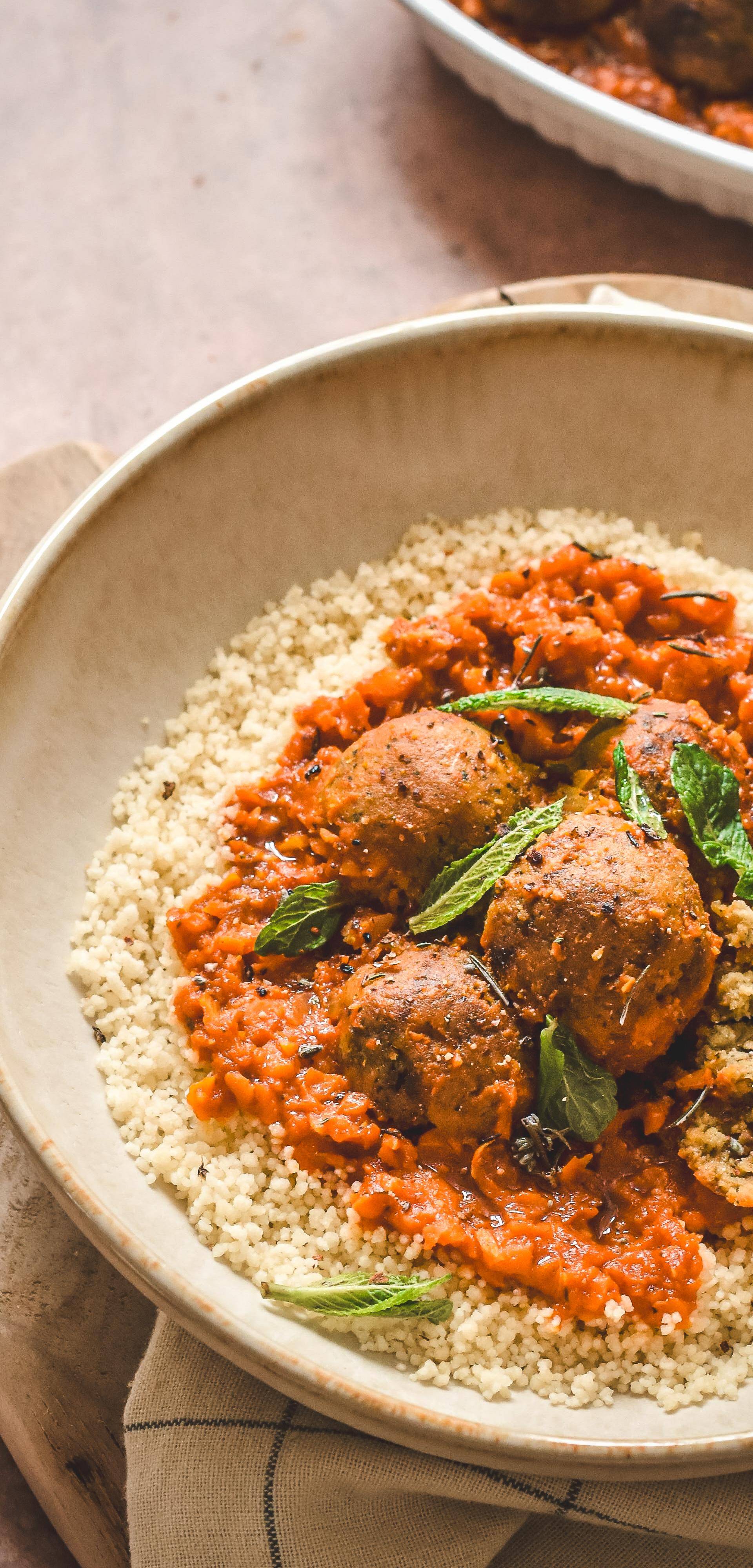 Boulettes de pois chiche à la menthe et sauce tomate - Recette EASY FRY & GRILL 2 in 1 MECHANICAL | Moulinex