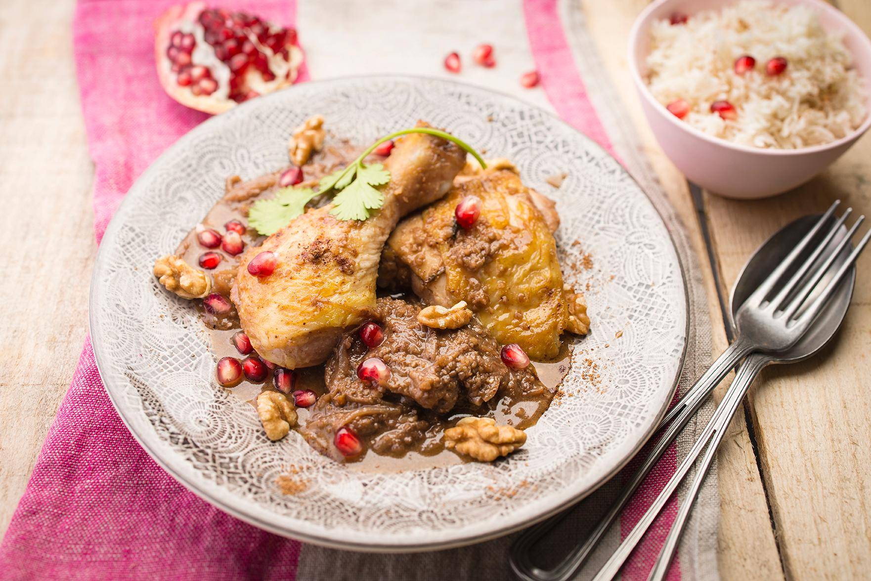 Kip met granaatappel en noten - Recette Cookeo | Moulinex