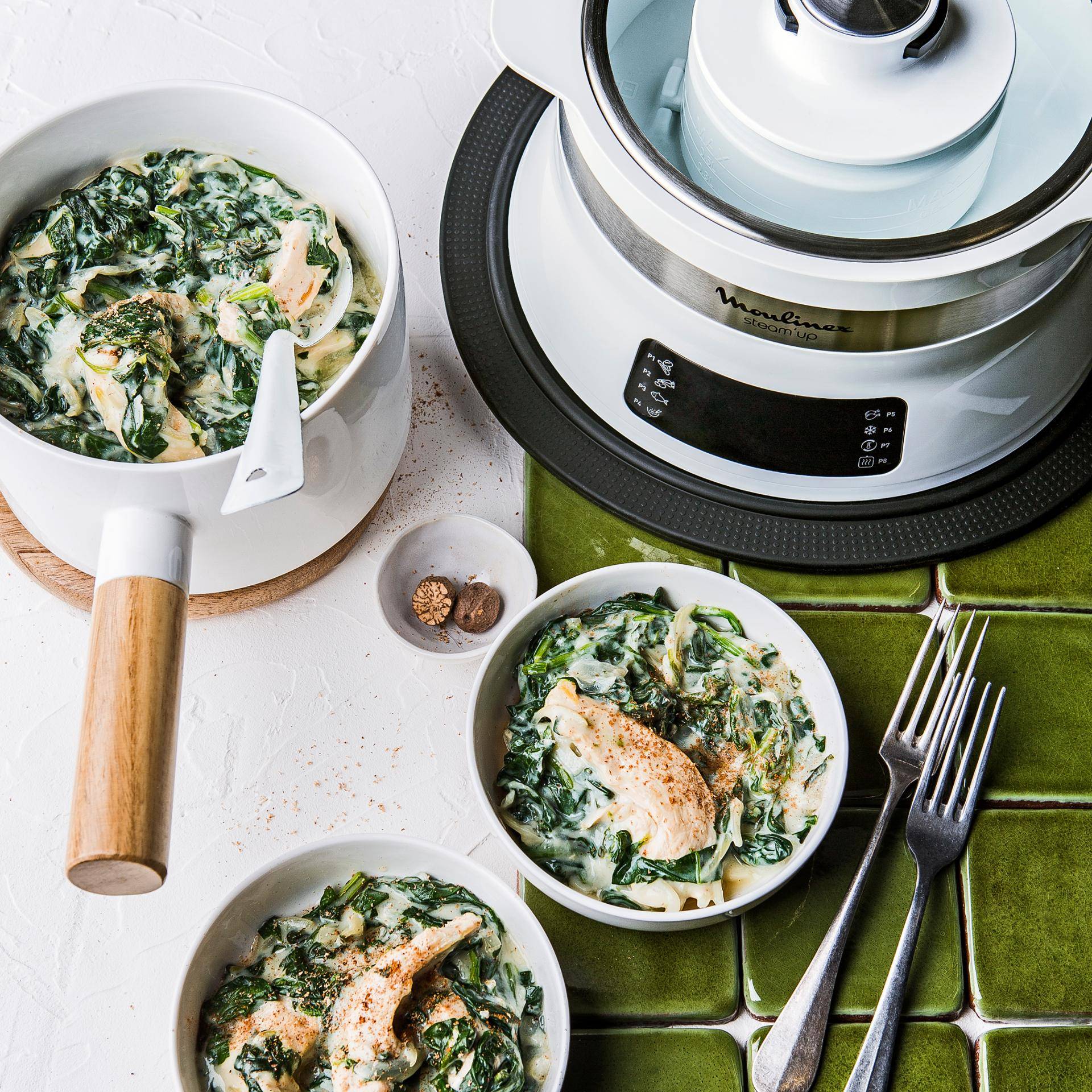 Poulet florentine - Recette Cuiseur vapeur | Moulinex