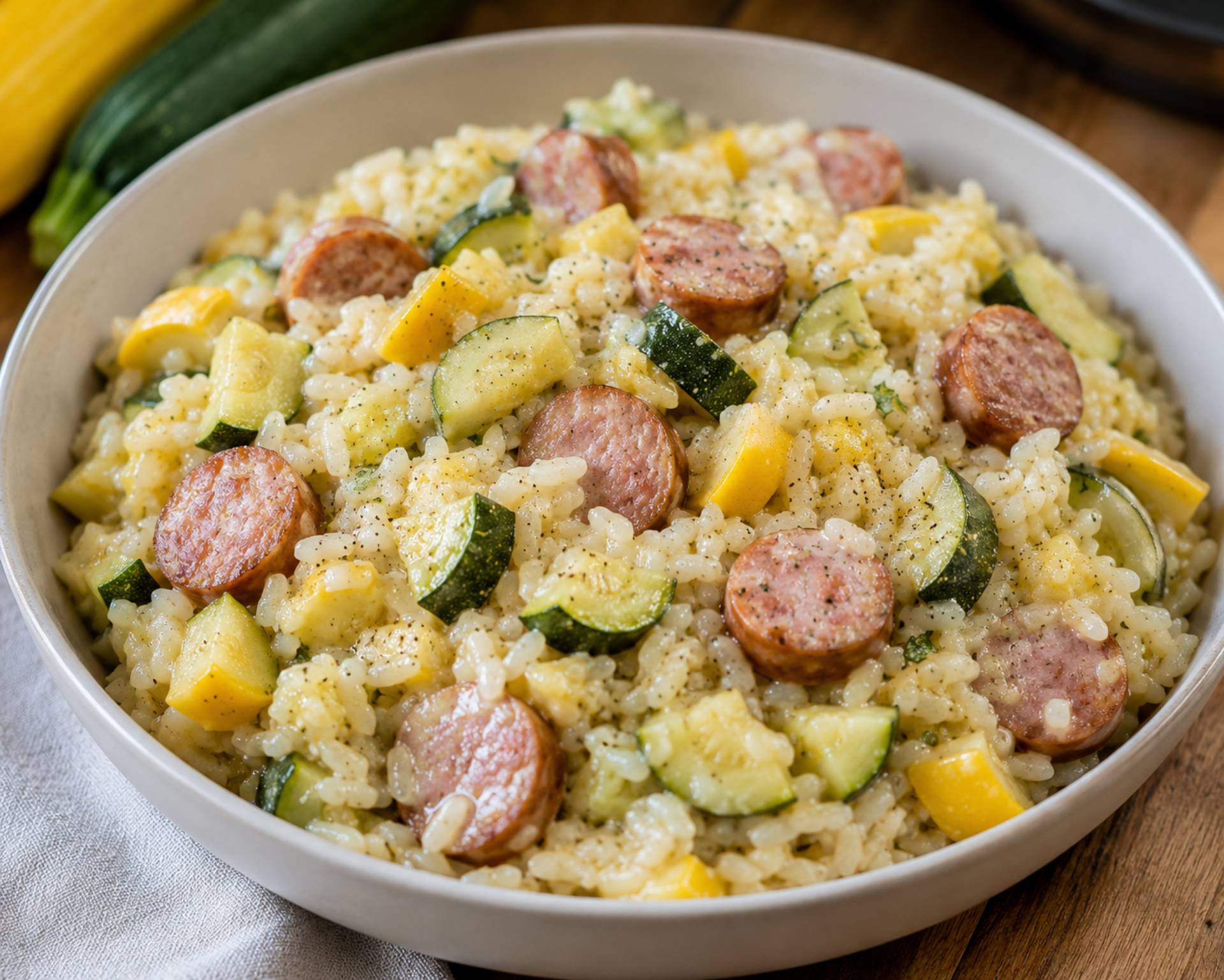 Saucisse riz et sa courgette - Recette Cookeo | Moulinex