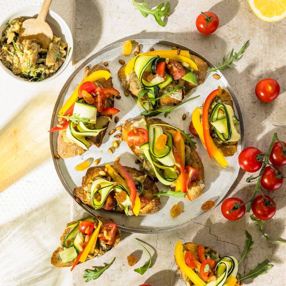 Tartines de légumes et caviar d'aubergine - Recette Easy Fry Compact | Moulinex