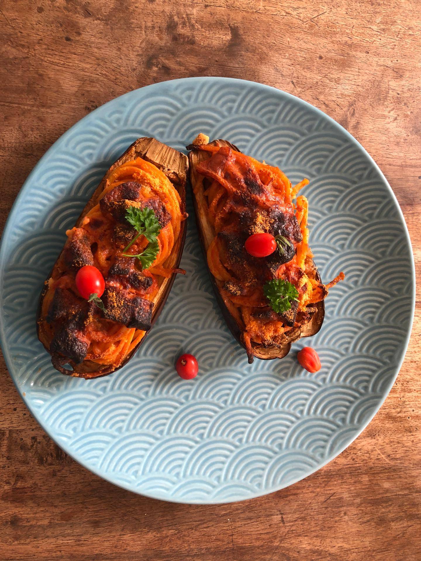 Aubergine farcie au spaghetti - Recette Companion Connect XL | Moulinex