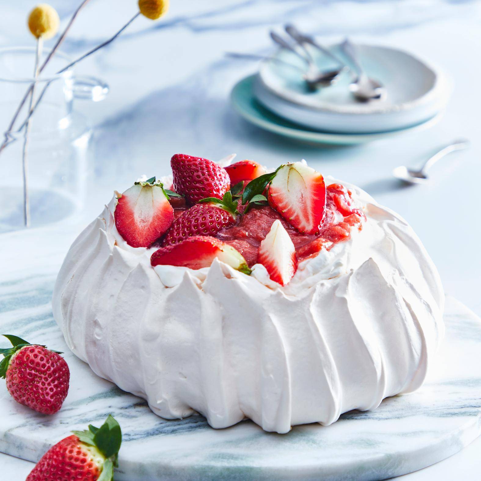 Pavlova fraise rhubarbe - Recette Kitchen Machines Touch/Touch + | Moulinex