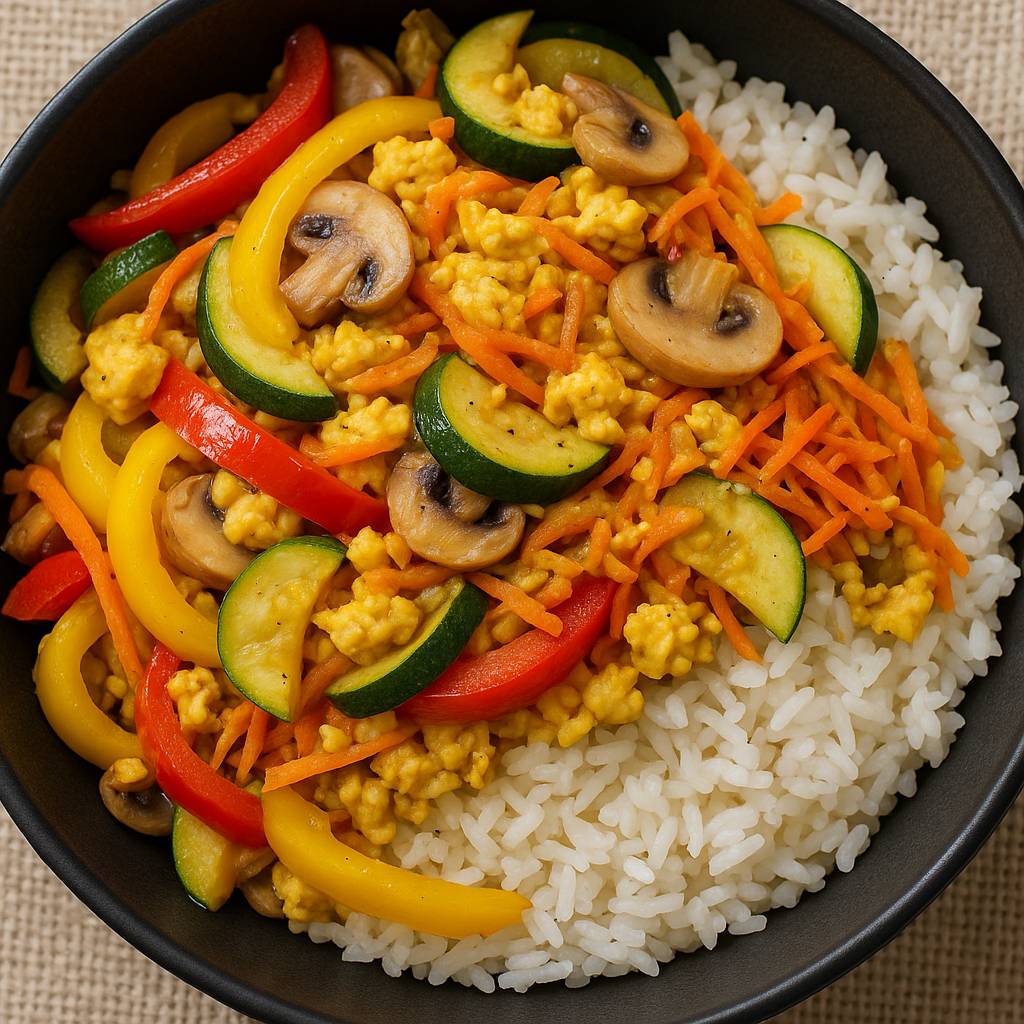 Poêlée de légumes aux oeuf et riz - Recette Cookeo V3 | Moulinex
