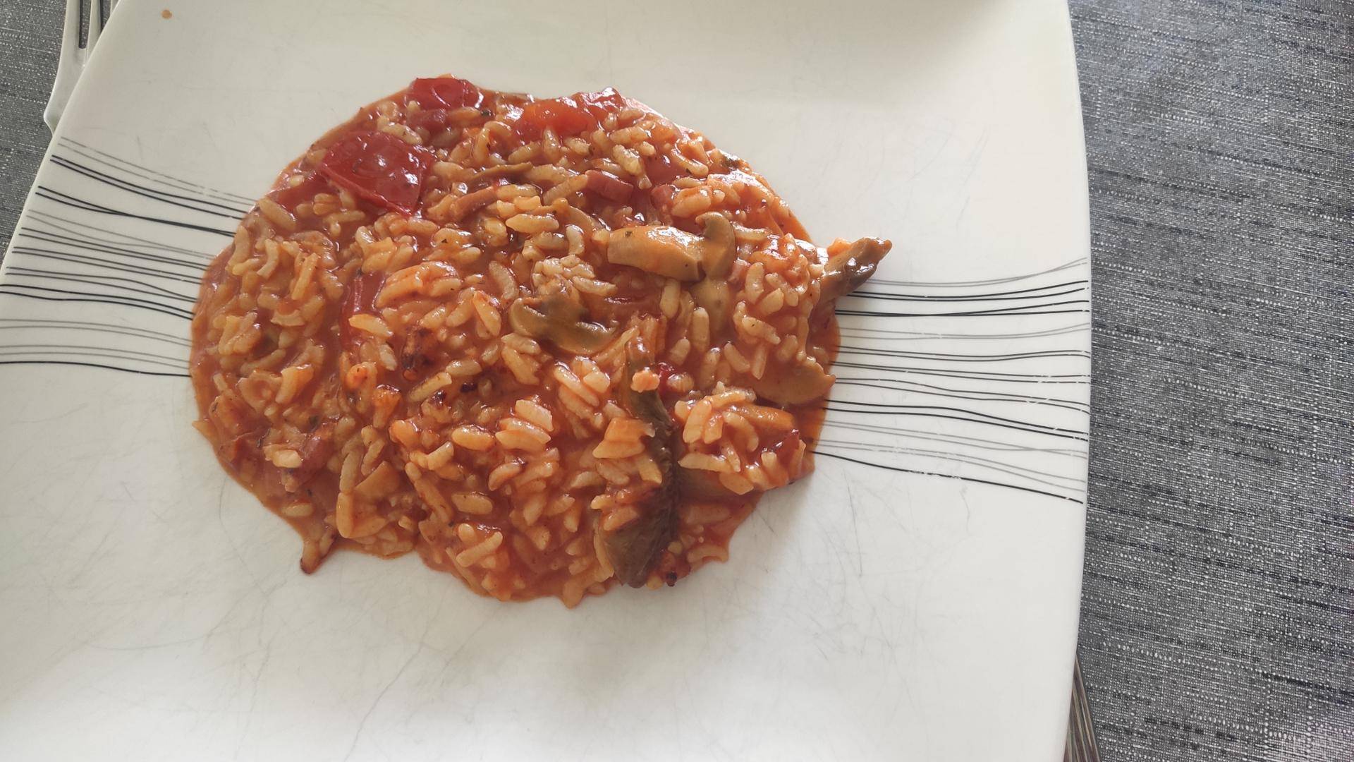 Risotto Tomates et coulis, Champignons, Lardons - Recette Cookeo V3 | Moulinex