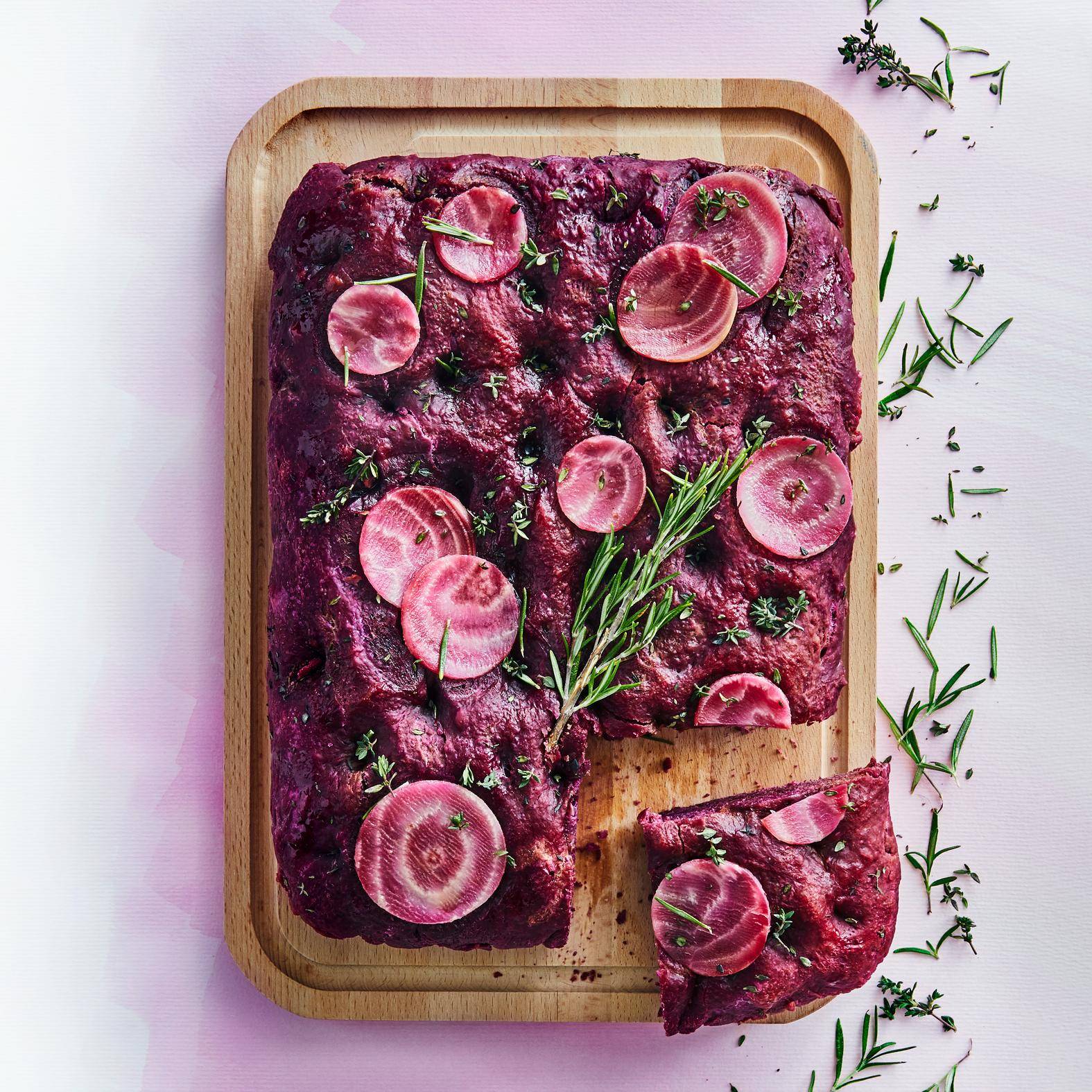 Focaccia rose à la betterave - Recette Click&Cook | Moulinex