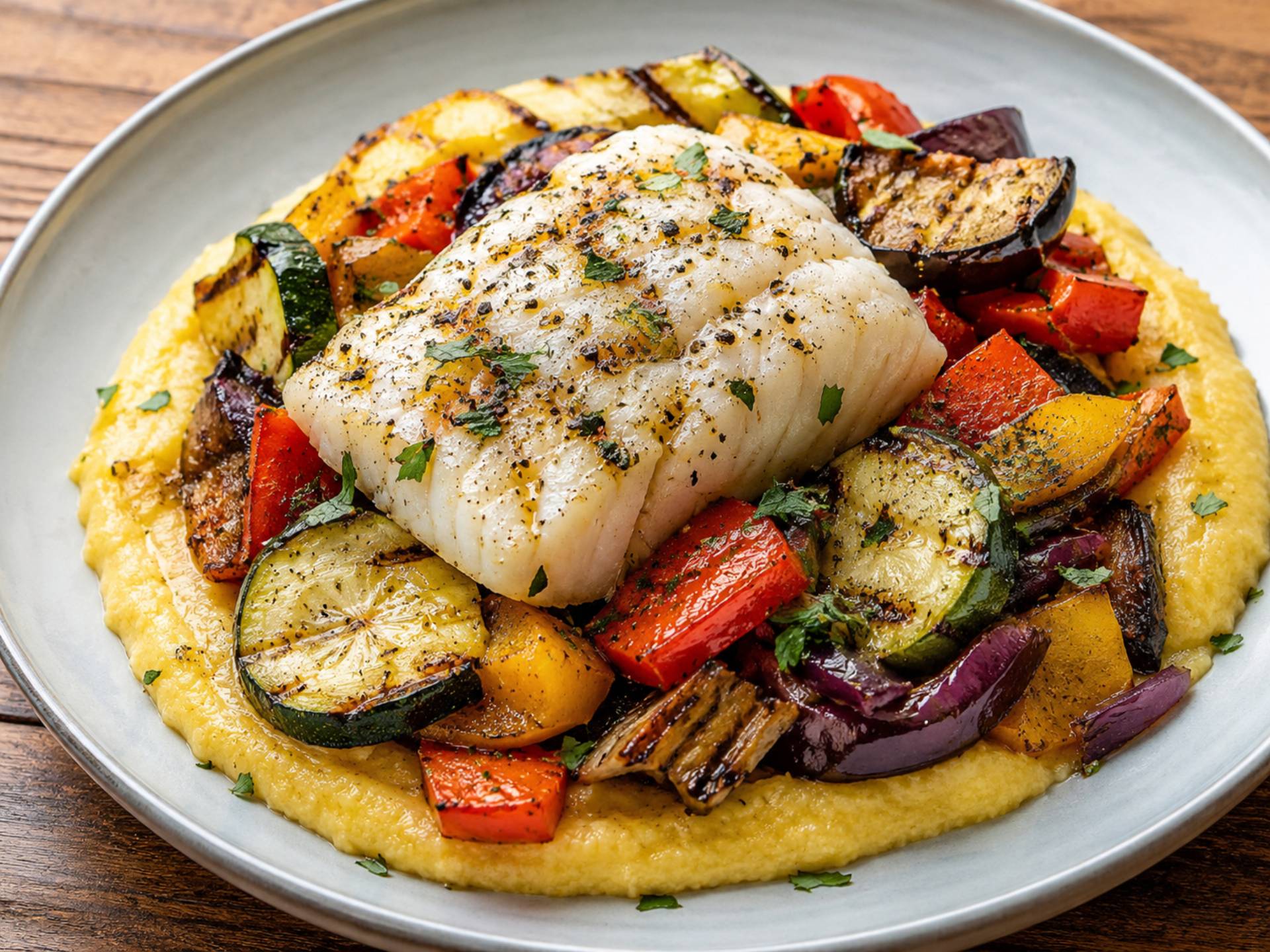 Cabillaud à la polenta crémeuse et ses légumes - Recette Cookeo V3 | Moulinex