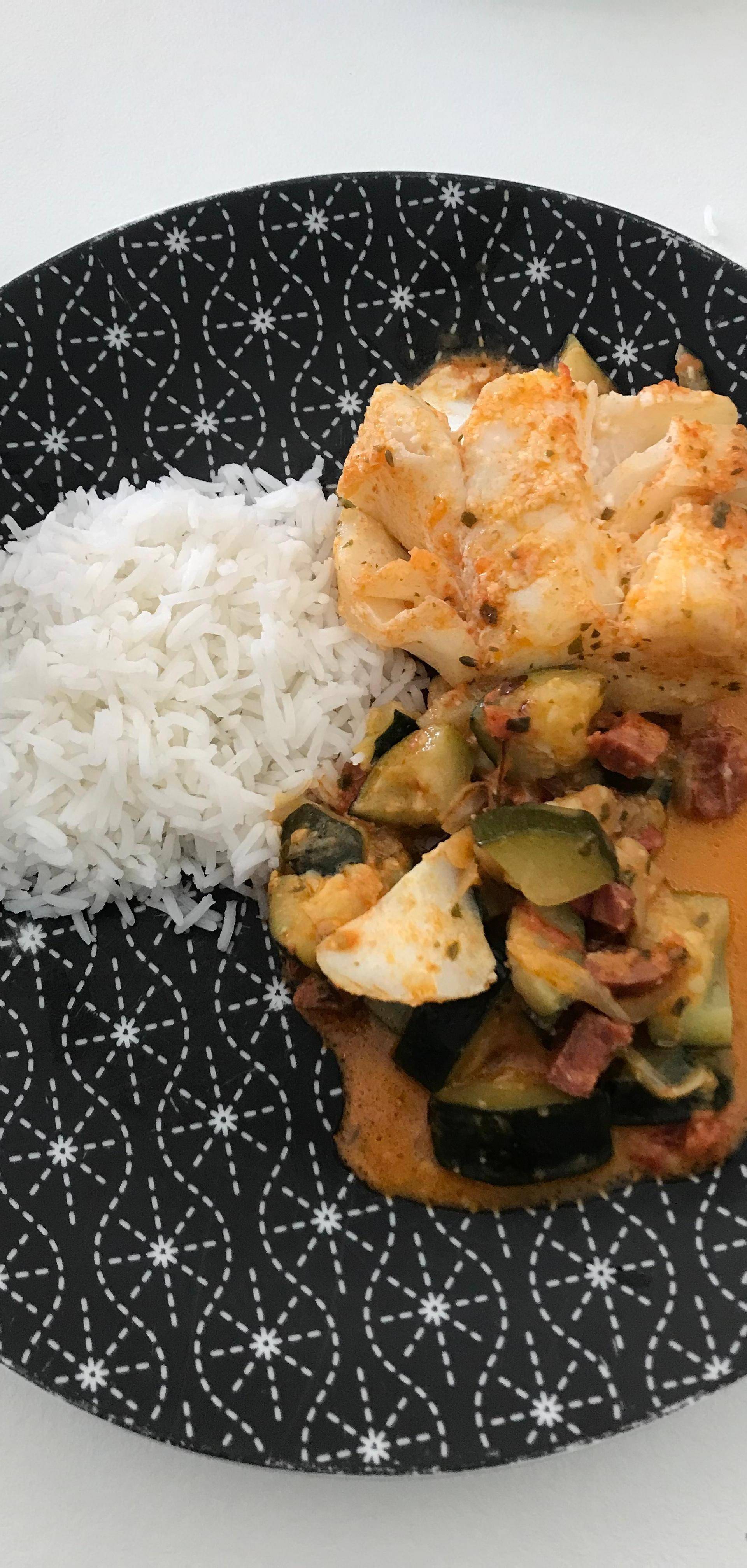 Dos de Cabillaud, Chorizo Courgette Tomates - Recette Cookeo | Moulinex