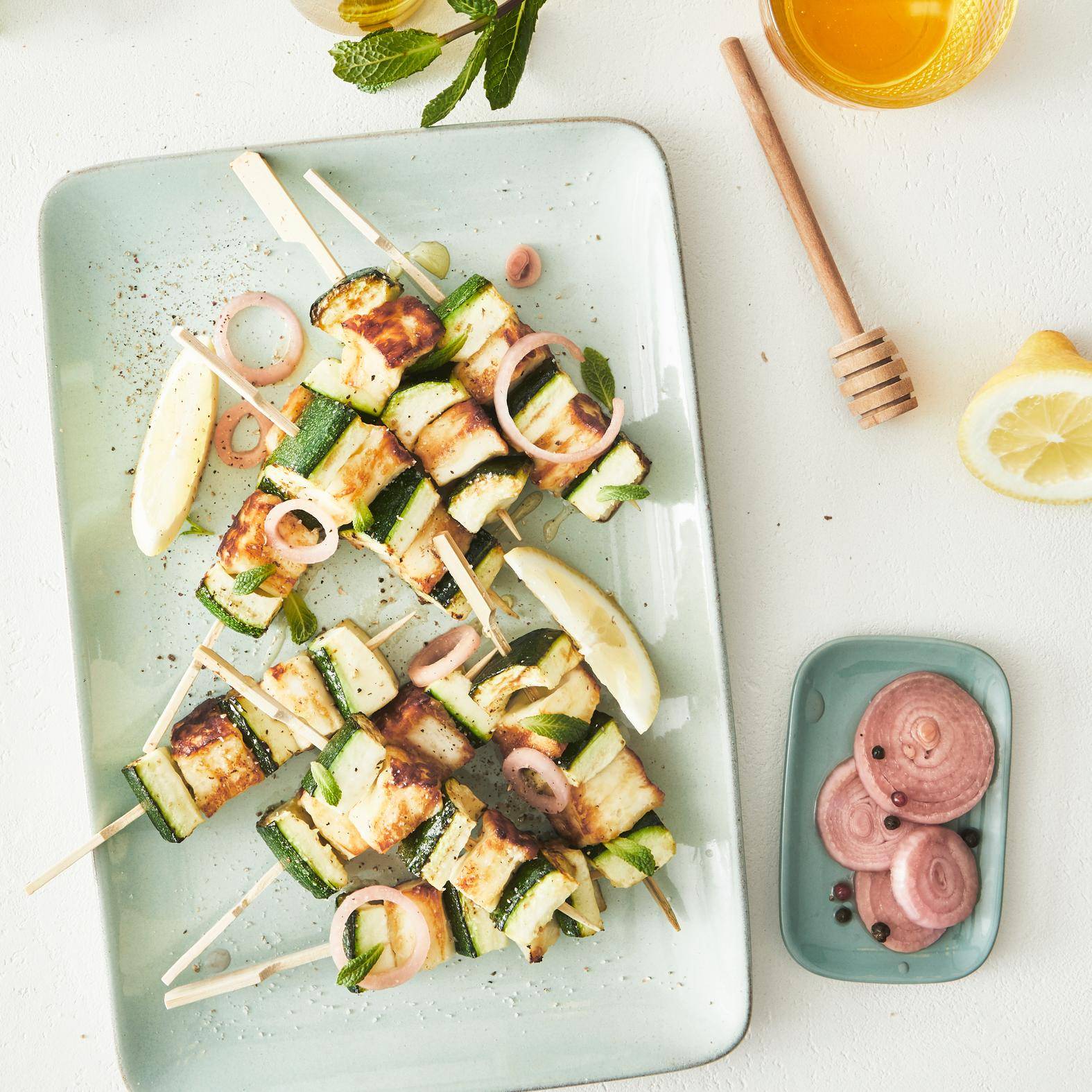 Brochettes halloumi et courgettes - Recette Cook'in One | Moulinex