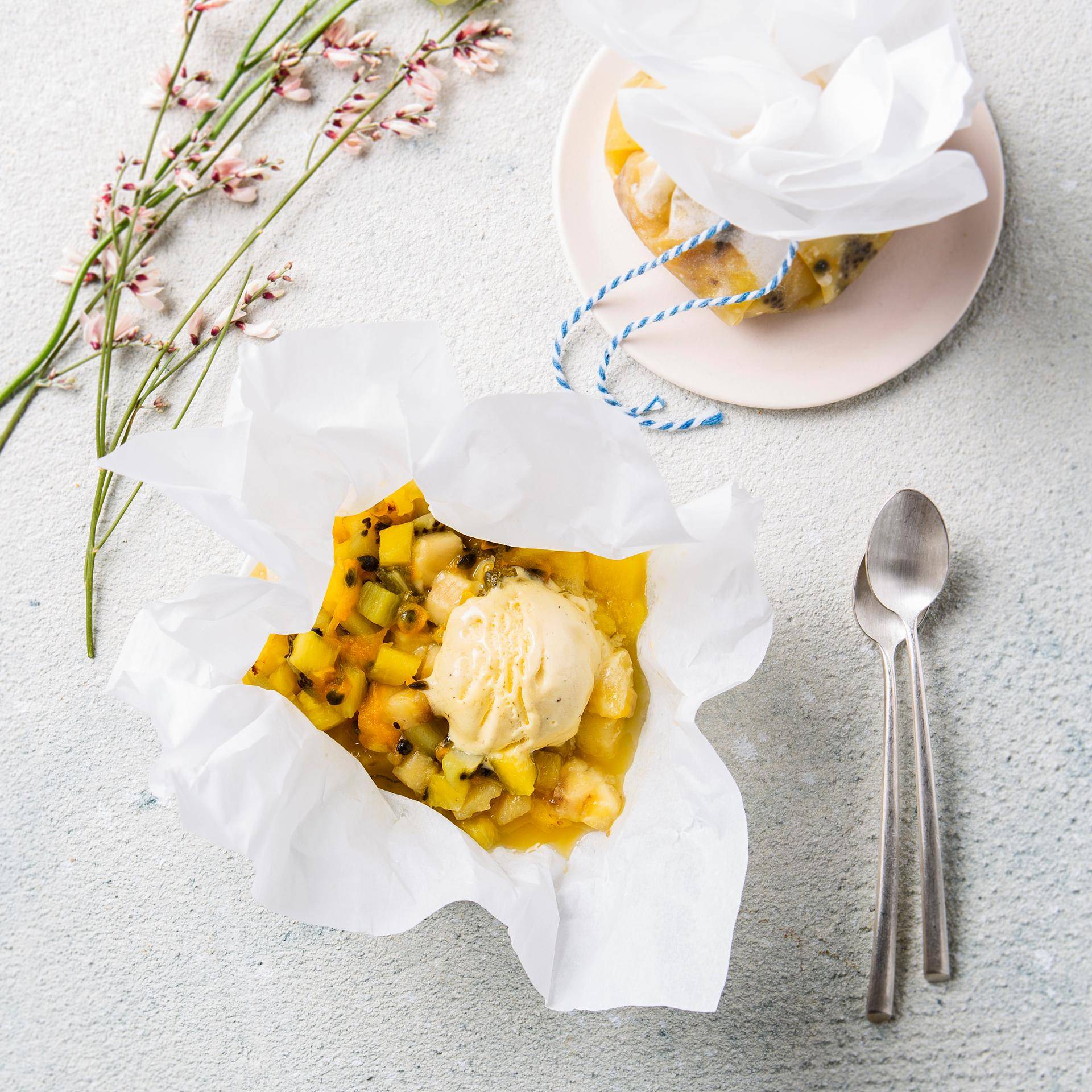 Papilloten van exotisch fruit - Recette Cookeo | Moulinex