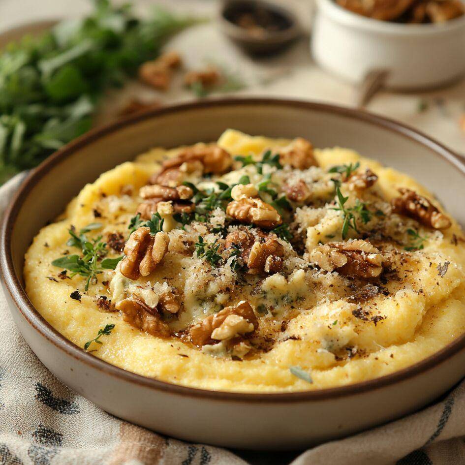 Knapperige polenta met gorgonzola en walnoten - Recette Cookeo Infinity 17in1 | Moulinex