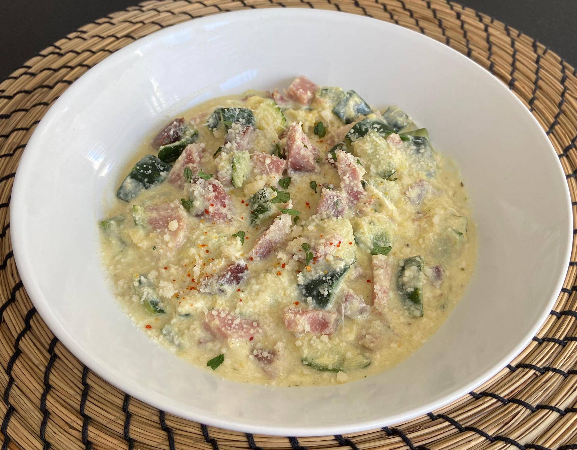 Courgettes à la "Carbonara" - Recette Companion XL | Moulinex
