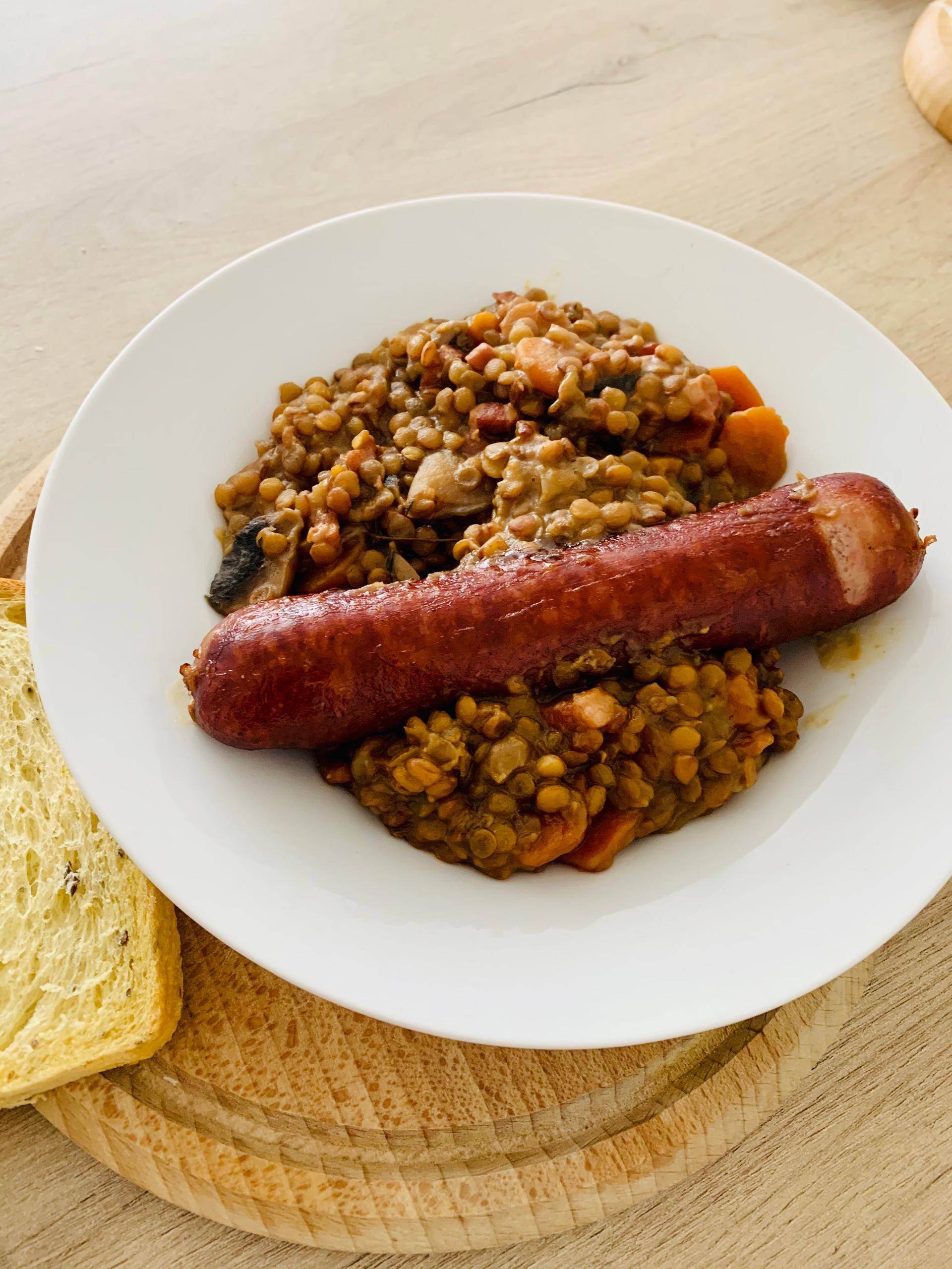 Lentilles blondes saucisses Montbéliard - Recette Cookeo | Moulinex