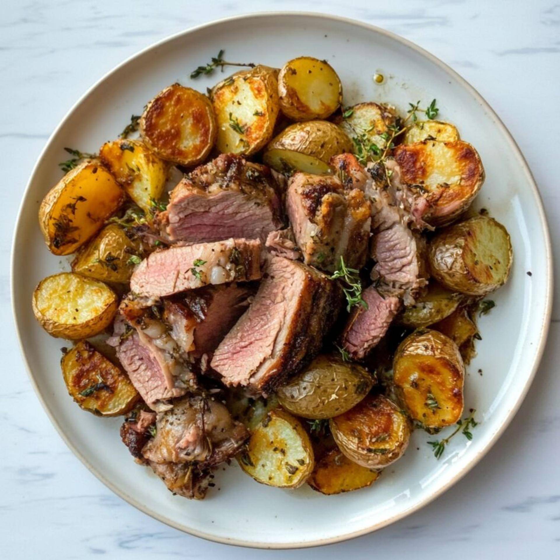 Agneau à la grecque et pommes de terre rôties - Recette Easy Fry Mega | Moulinex