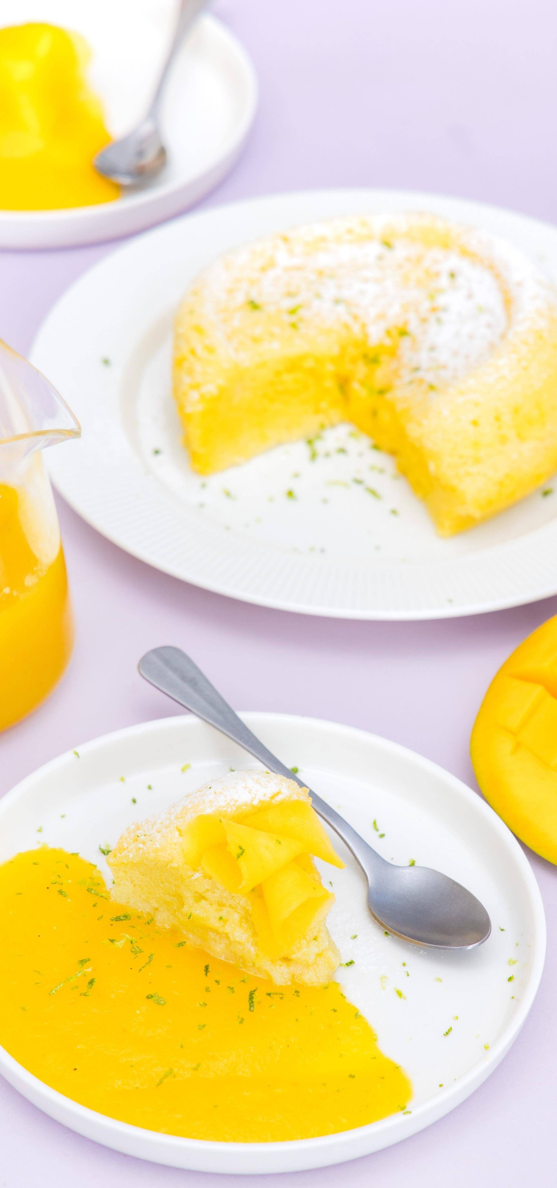 Fluffy cake japonais vapeur, coulis mangue - Recette Cookeo Infinity 17in1 | Moulinex