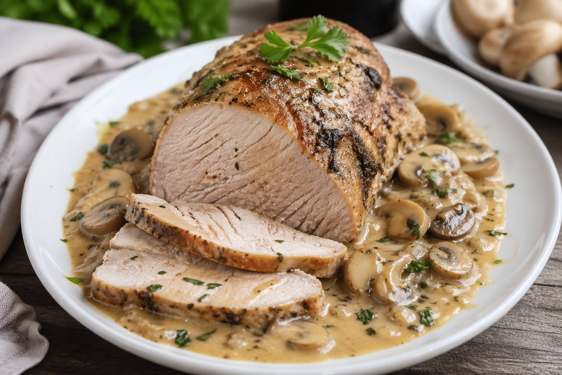 Rôti de porc aux champignons sauce crémeuse - Recette Cookeo V3 | Moulinex