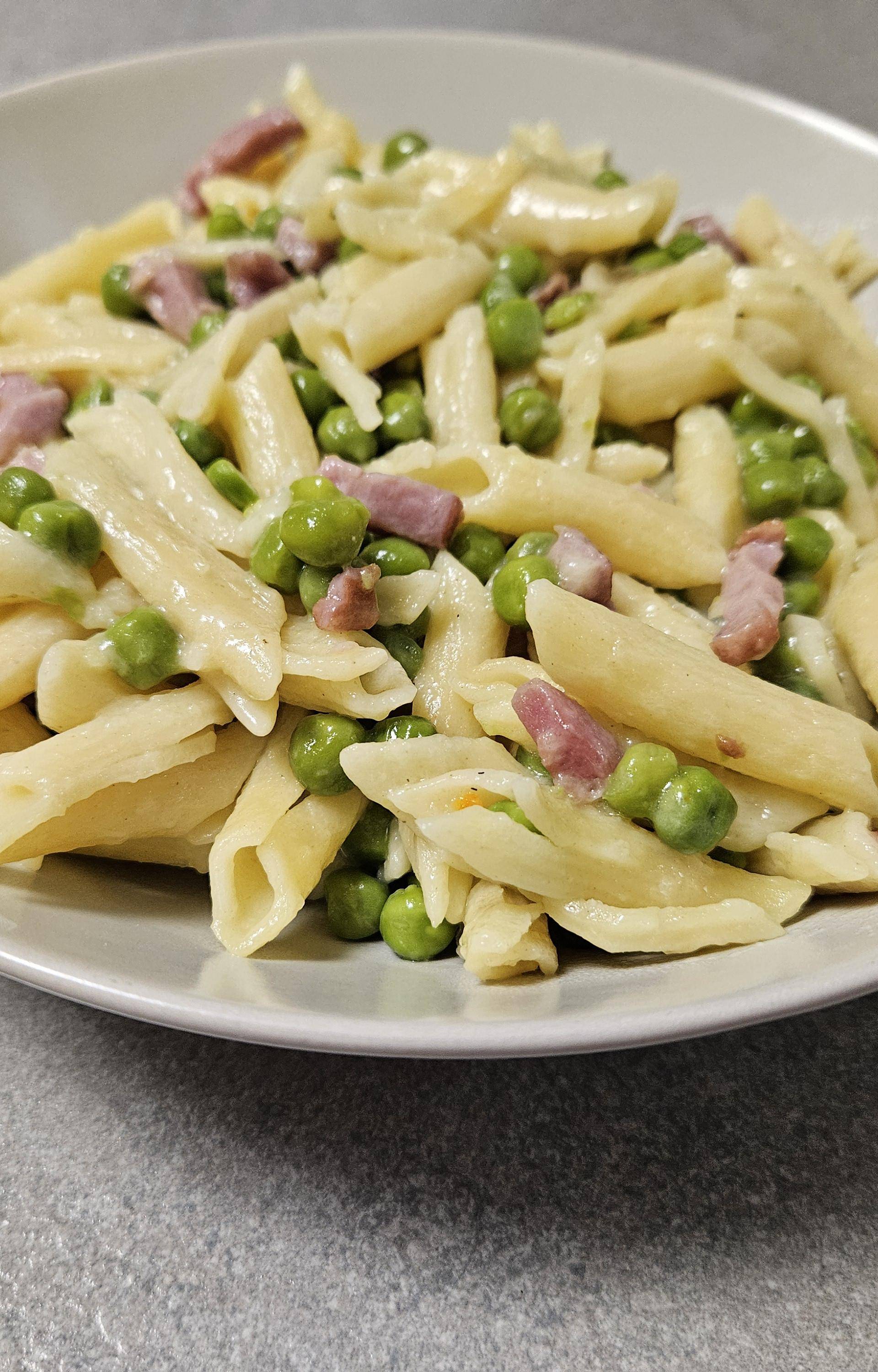 One pot pasta petits pois et lardons - Recette Companion Connect XL | Moulinex