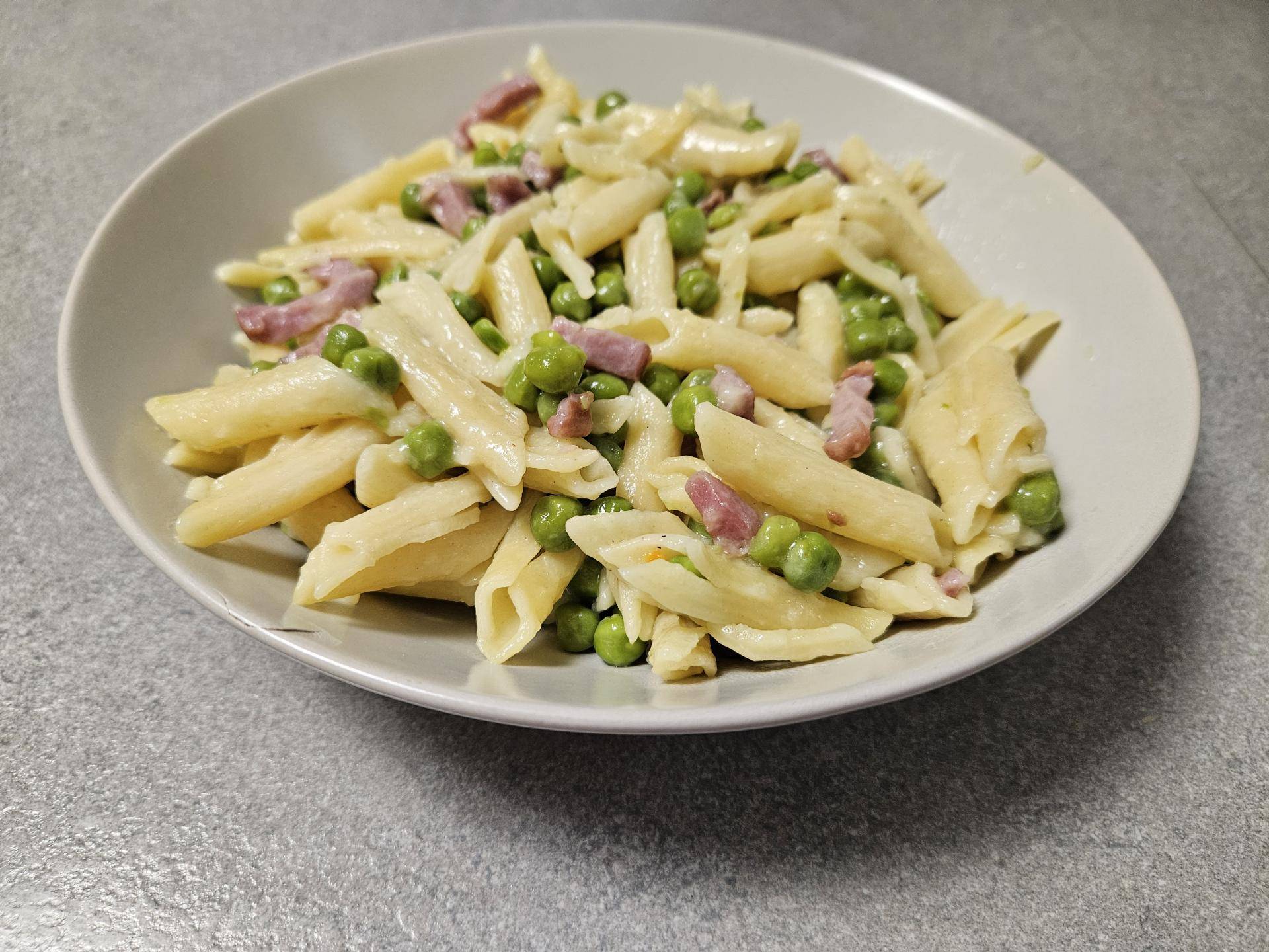 One pot pasta petits pois et lardons - Recette Companion Connect XL | Moulinex