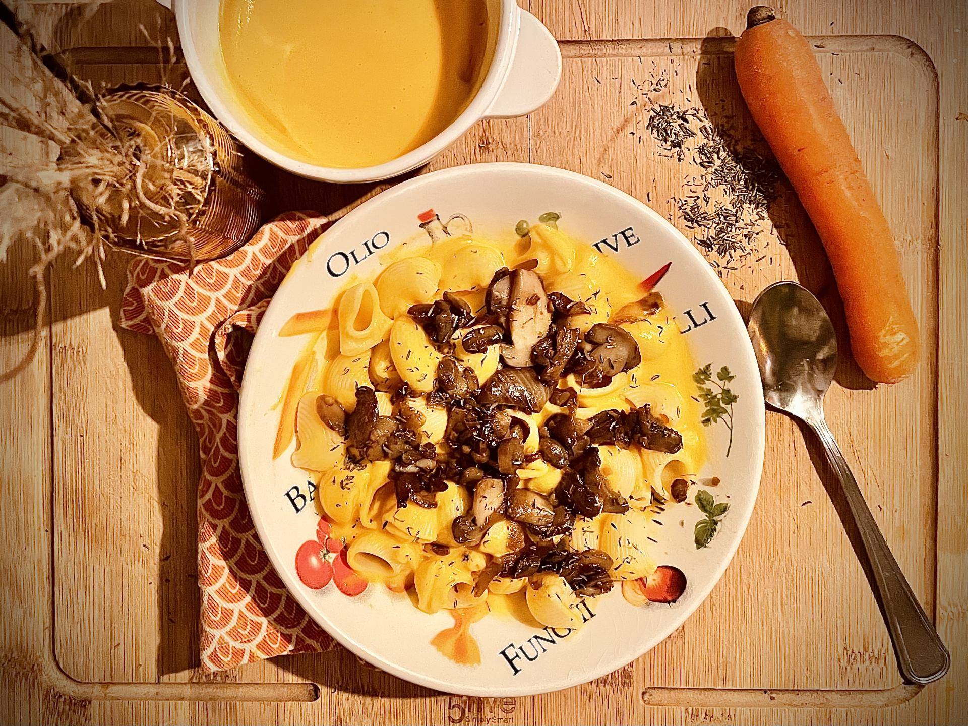 Pâtes à la crème de carottes et champignons - Recette Cookeo 9in1 | Moulinex