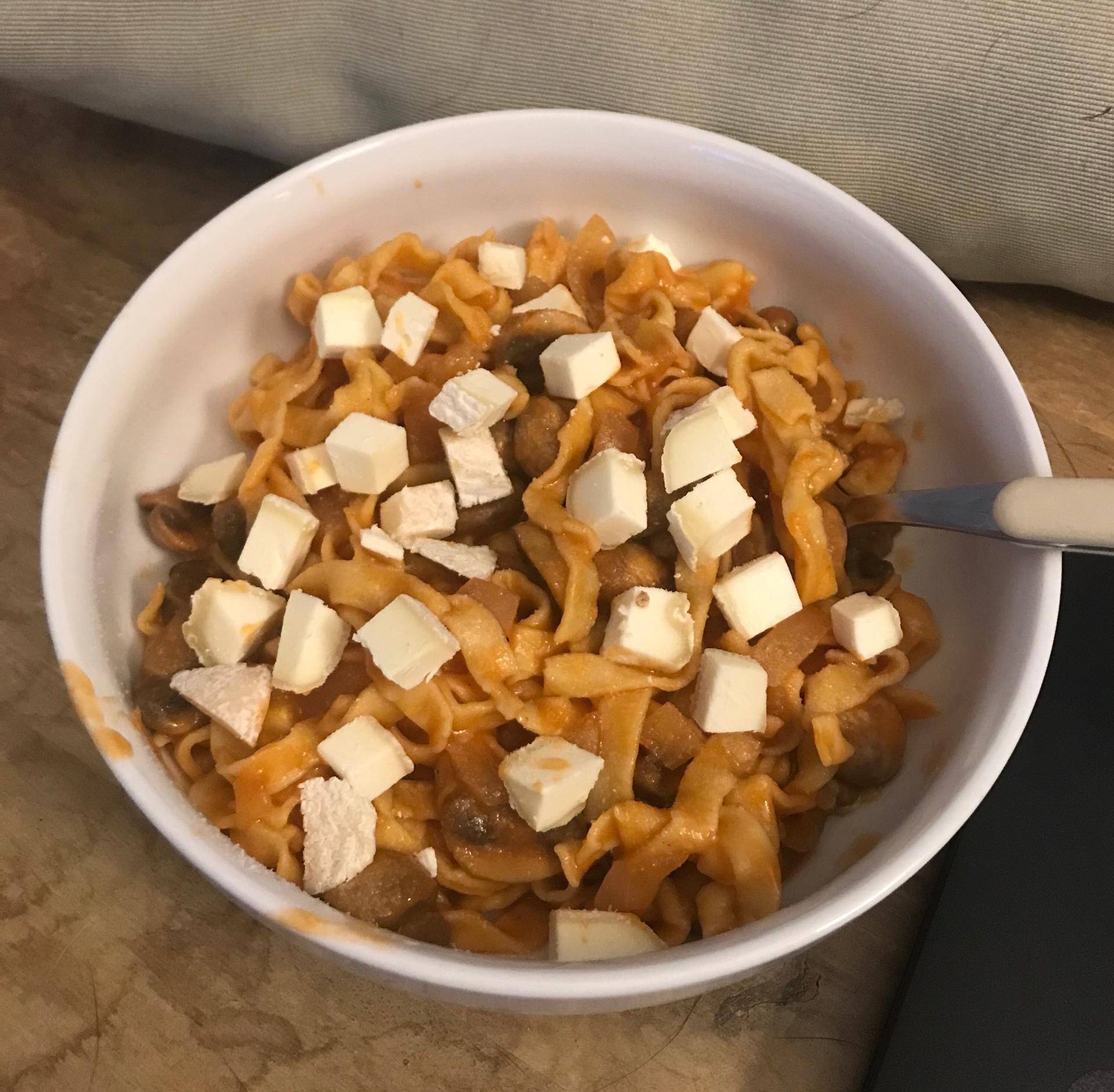 Quitoque - Fettuccine fraîches aux champignons et crottin de chèvre - Recette Cookeo | Moulinex
