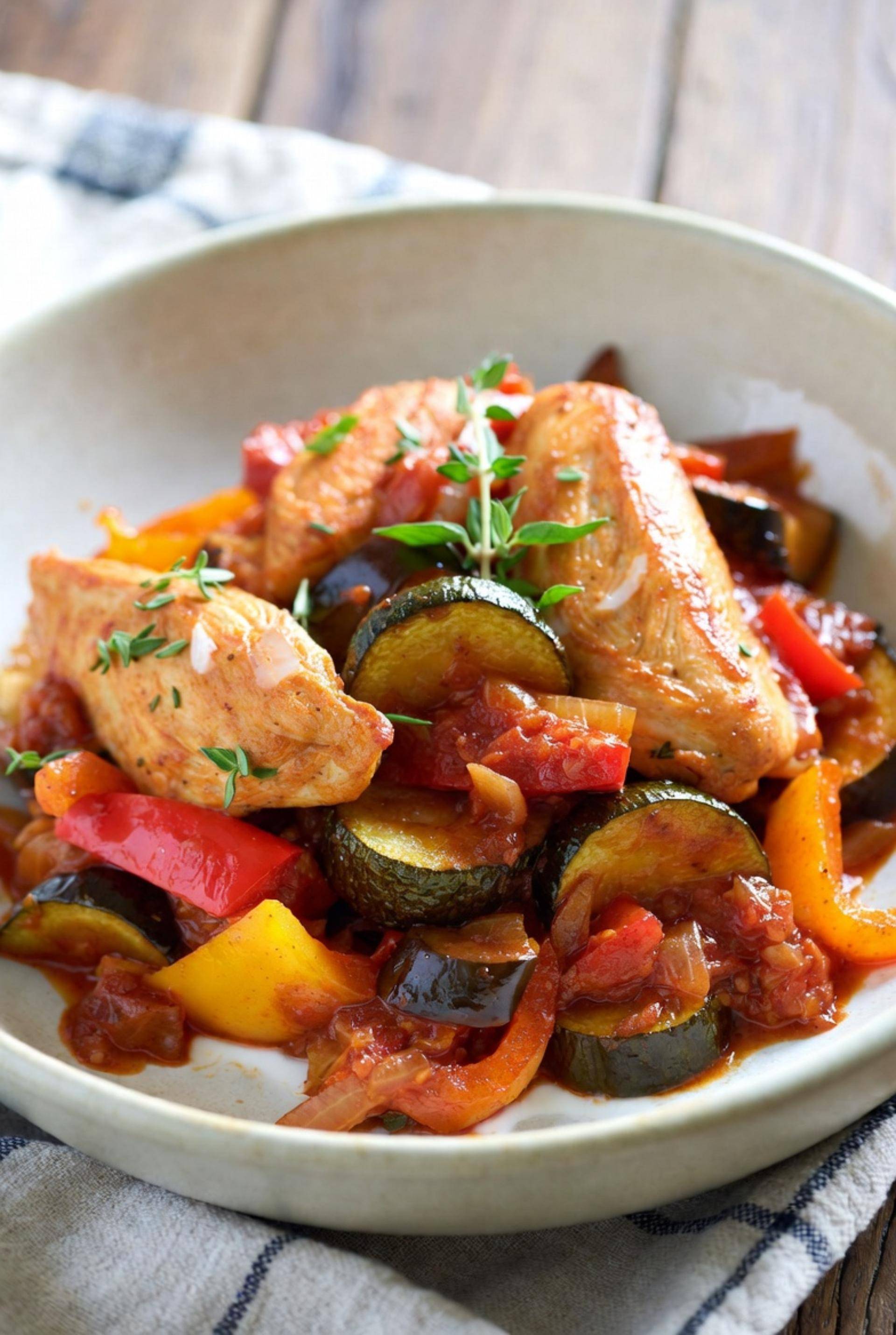 Poulet façon ratatouille - Recette Cookeo | Moulinex
