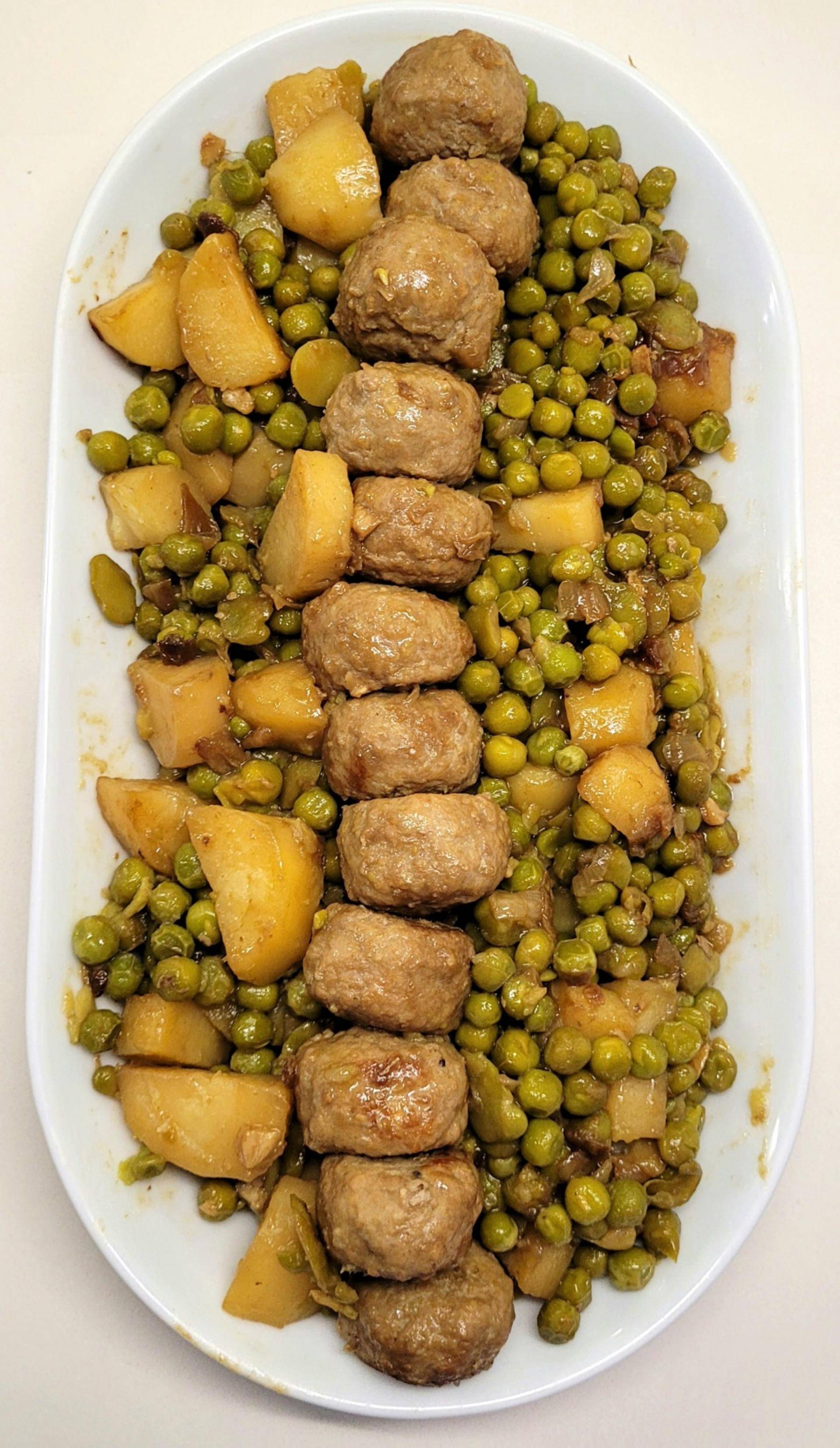 Boulettes de veau aux petits pois, fèves et pommes de terre s et pommes de terre - Recette Cookeo Infinity Autostir | Moulinex