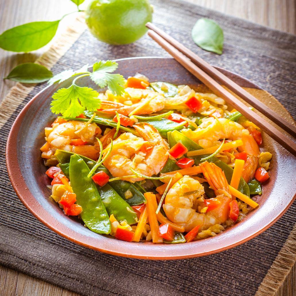 Gambas sautées aux légumes - Recette Companion Connect | Moulinex