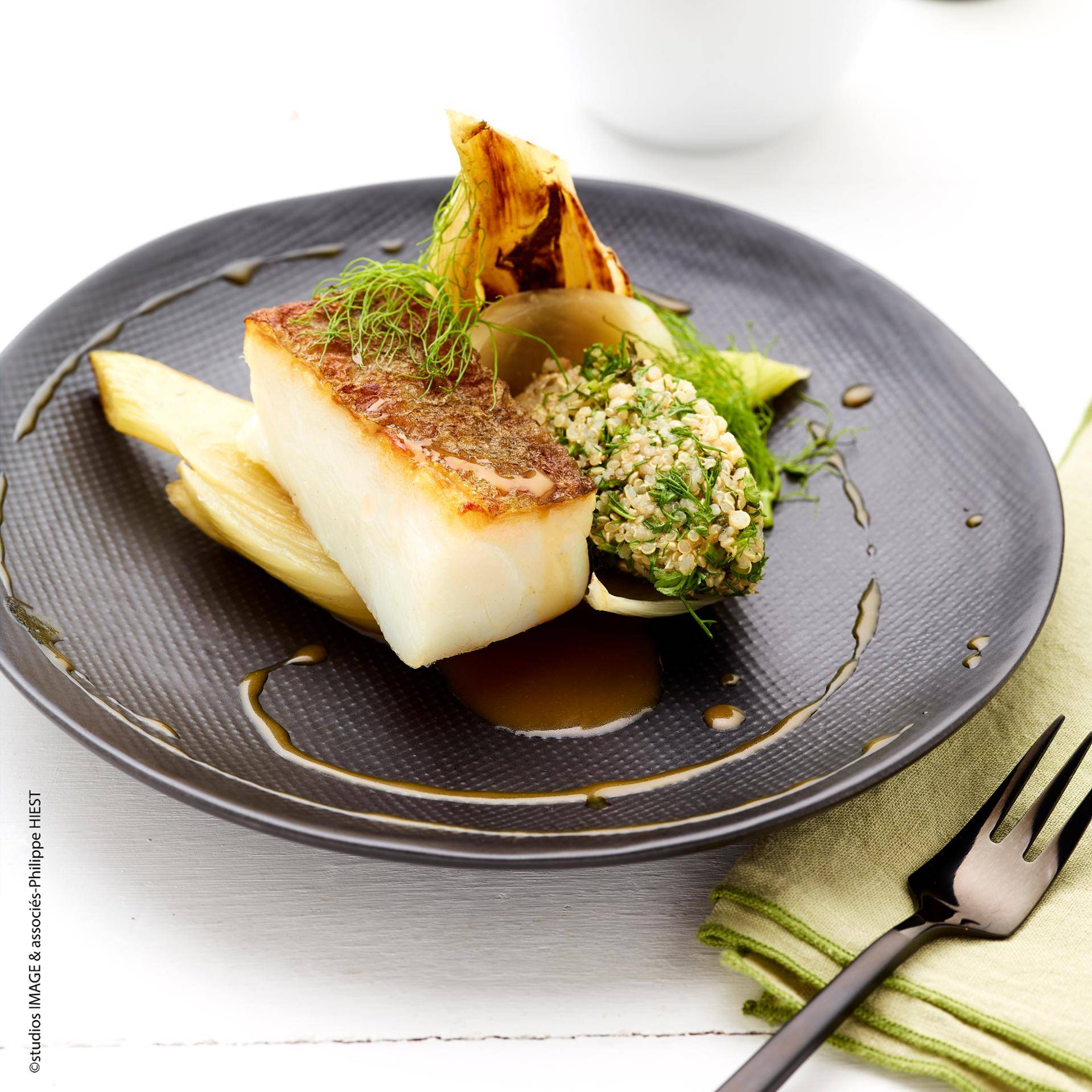 Cabillaud poêlé, fenouil et quinoa à l'orange (Chef Richard Bernigaud - L'essentiel) - Recette Cuiseur vapeur | Moulinex
