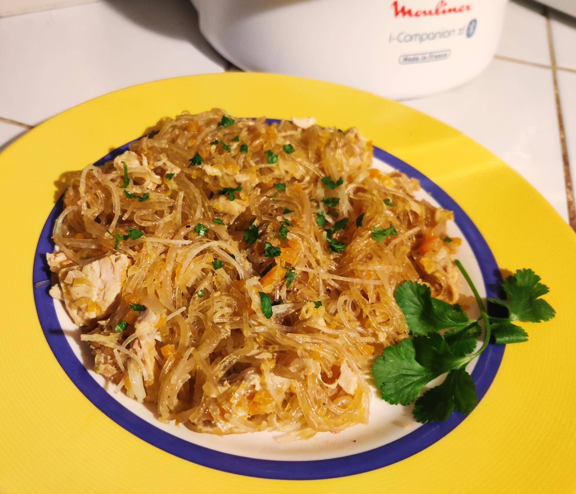 Vermicelles de Haricots Mungo au poulet - Recette Companion Connect XL | Moulinex