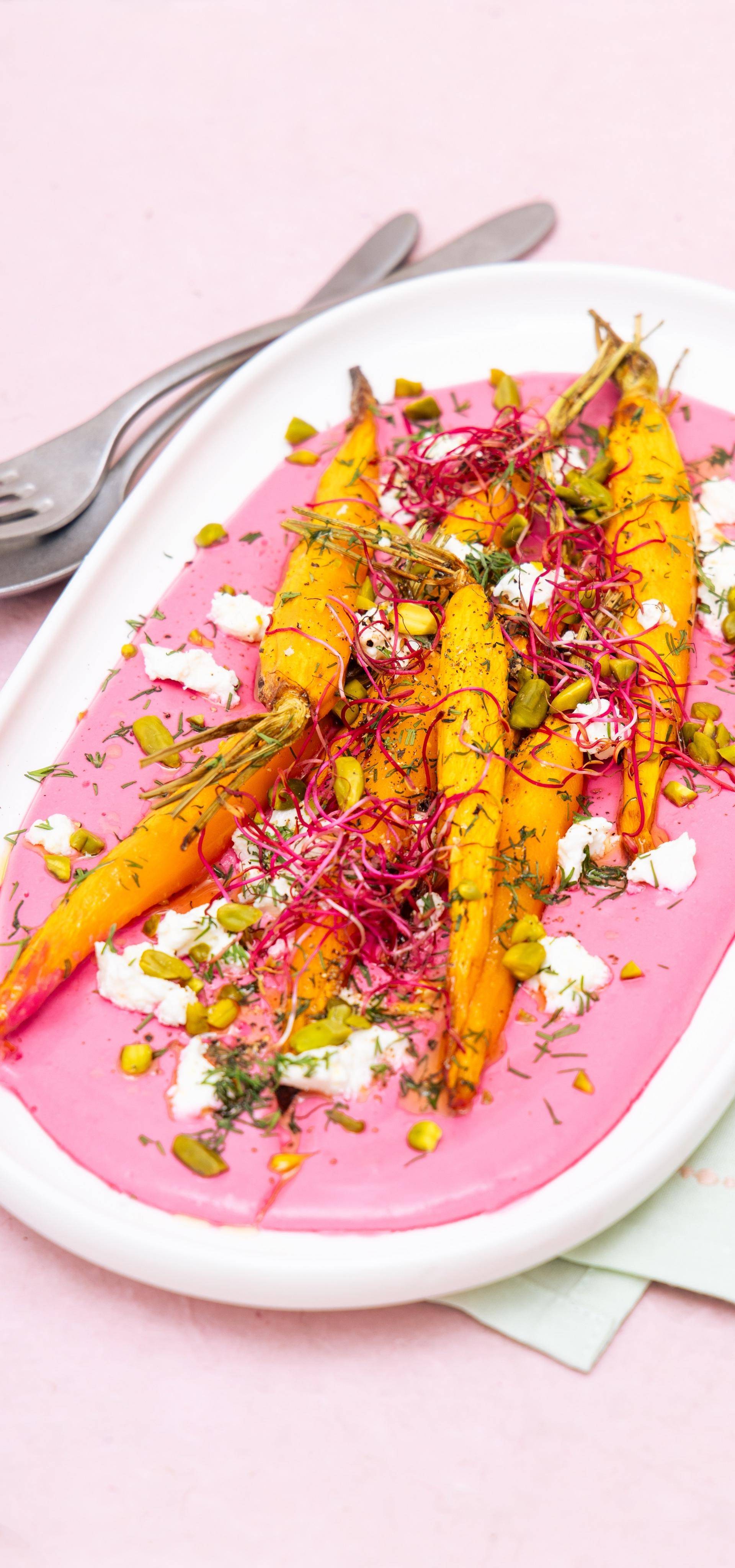 Carottes rôties au miel & crémeux de brebis rose - Recette Easy Fry Compact | Moulinex