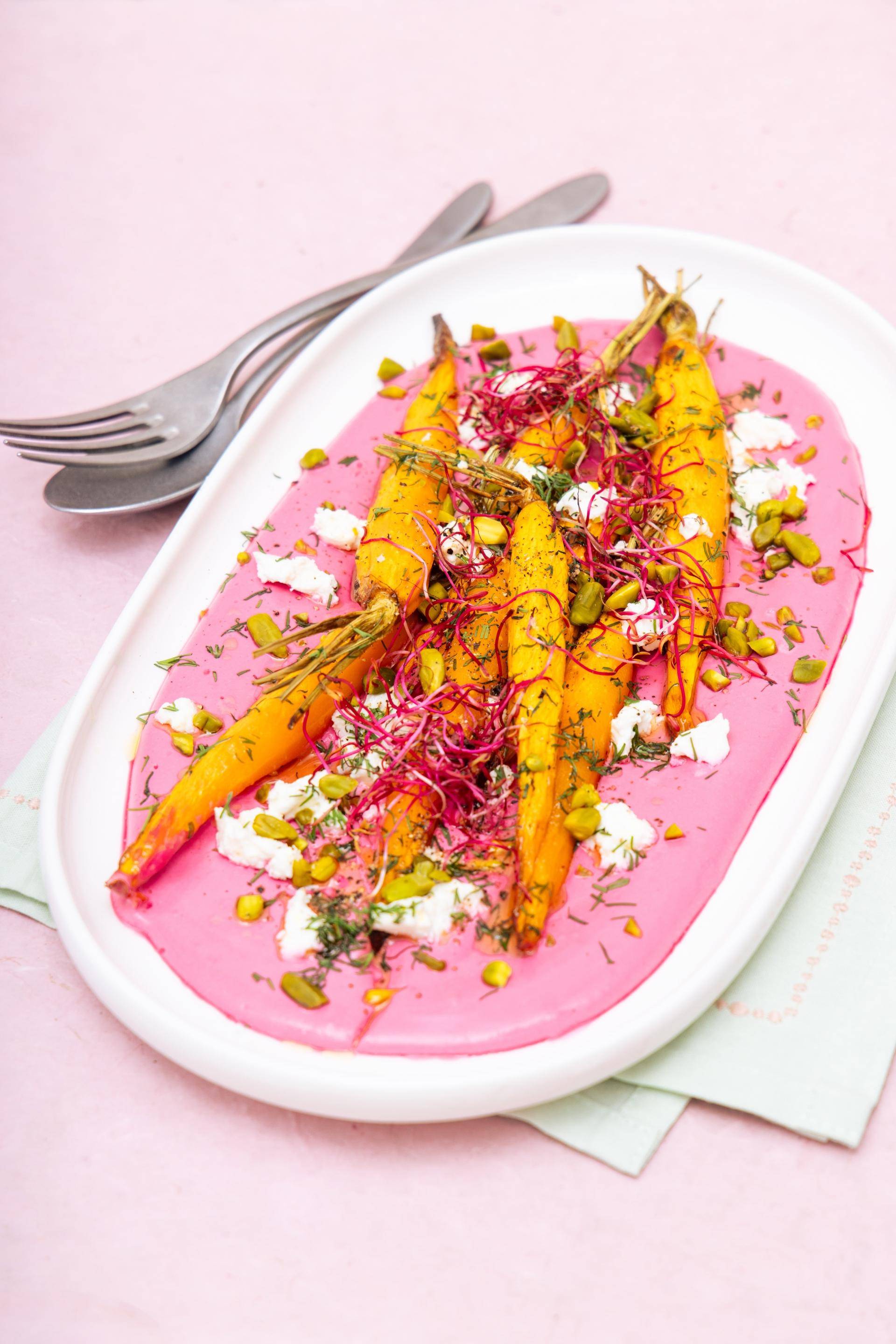 Carottes rôties au miel & crémeux de brebis rose - Recette Easy Fry Compact | Moulinex