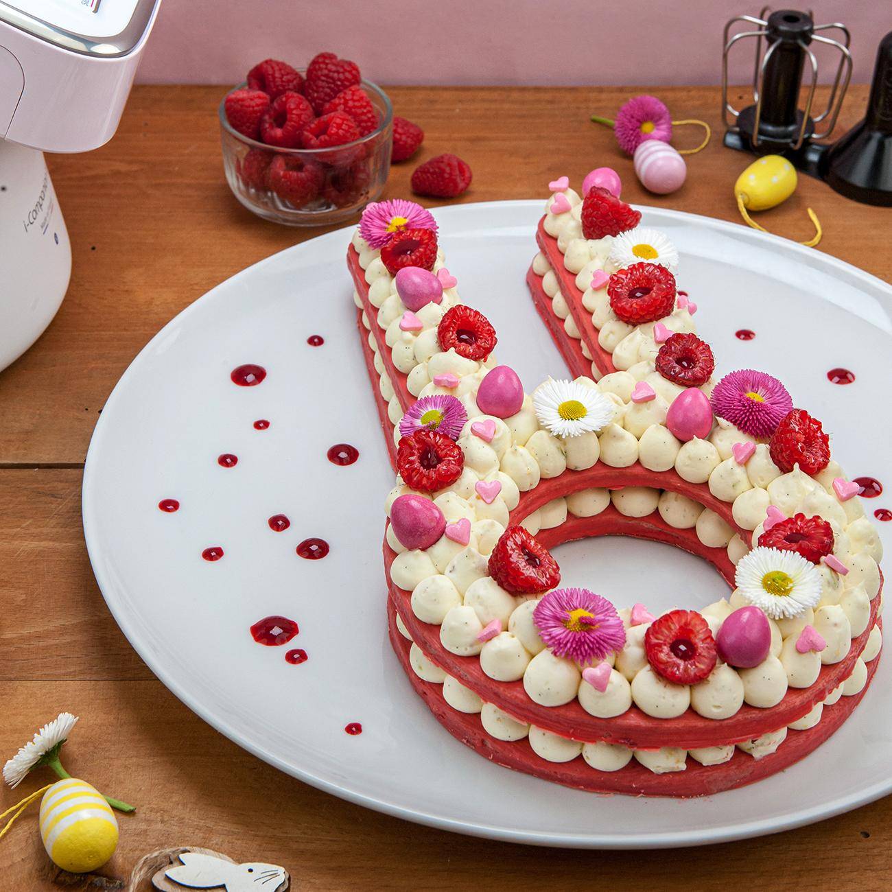 Tarte lapin chocolat blanc framboises - Recette Companion | Moulinex