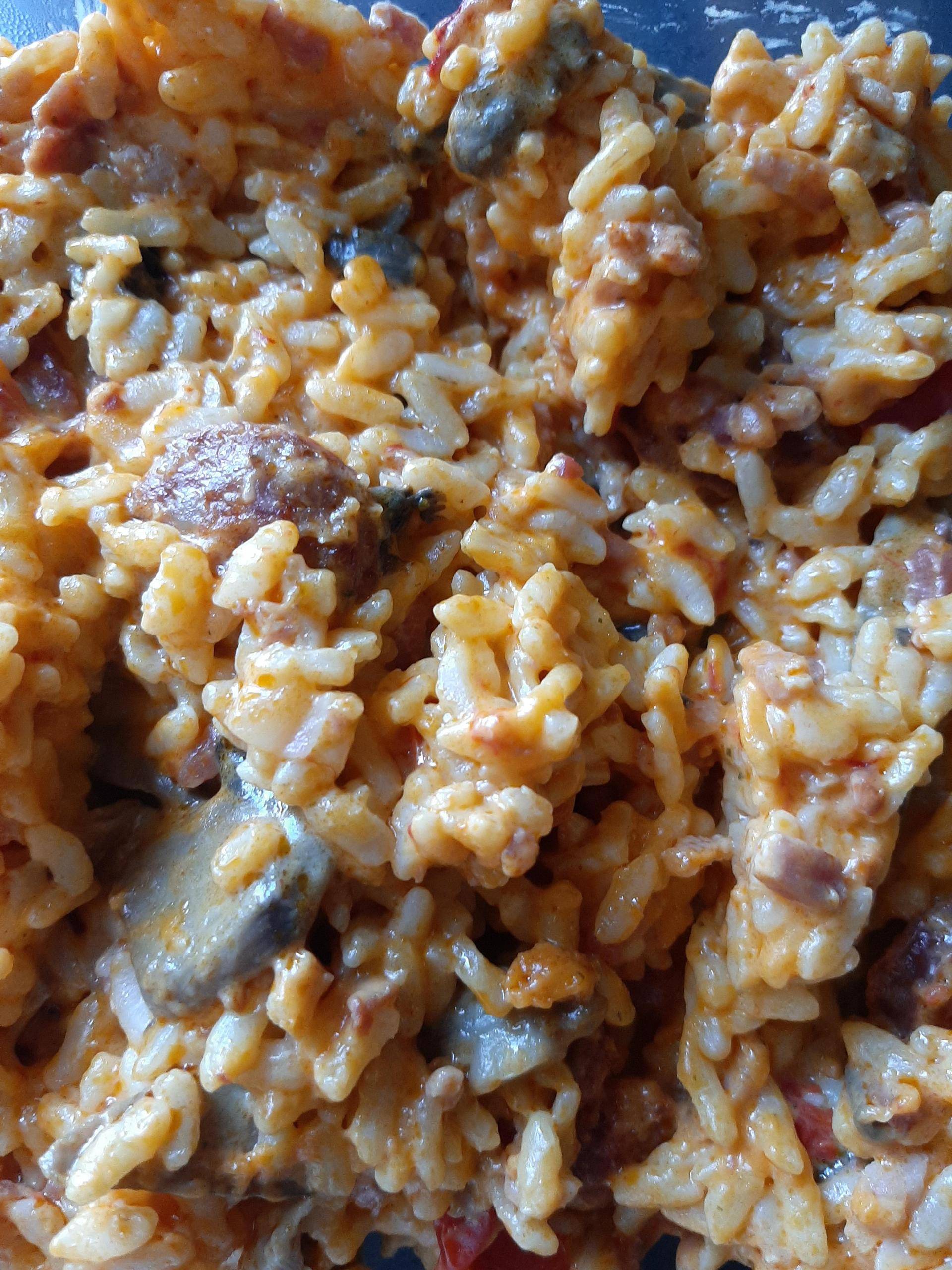 Risotto chorizo lardon champignon - Recette Cookeo | Moulinex