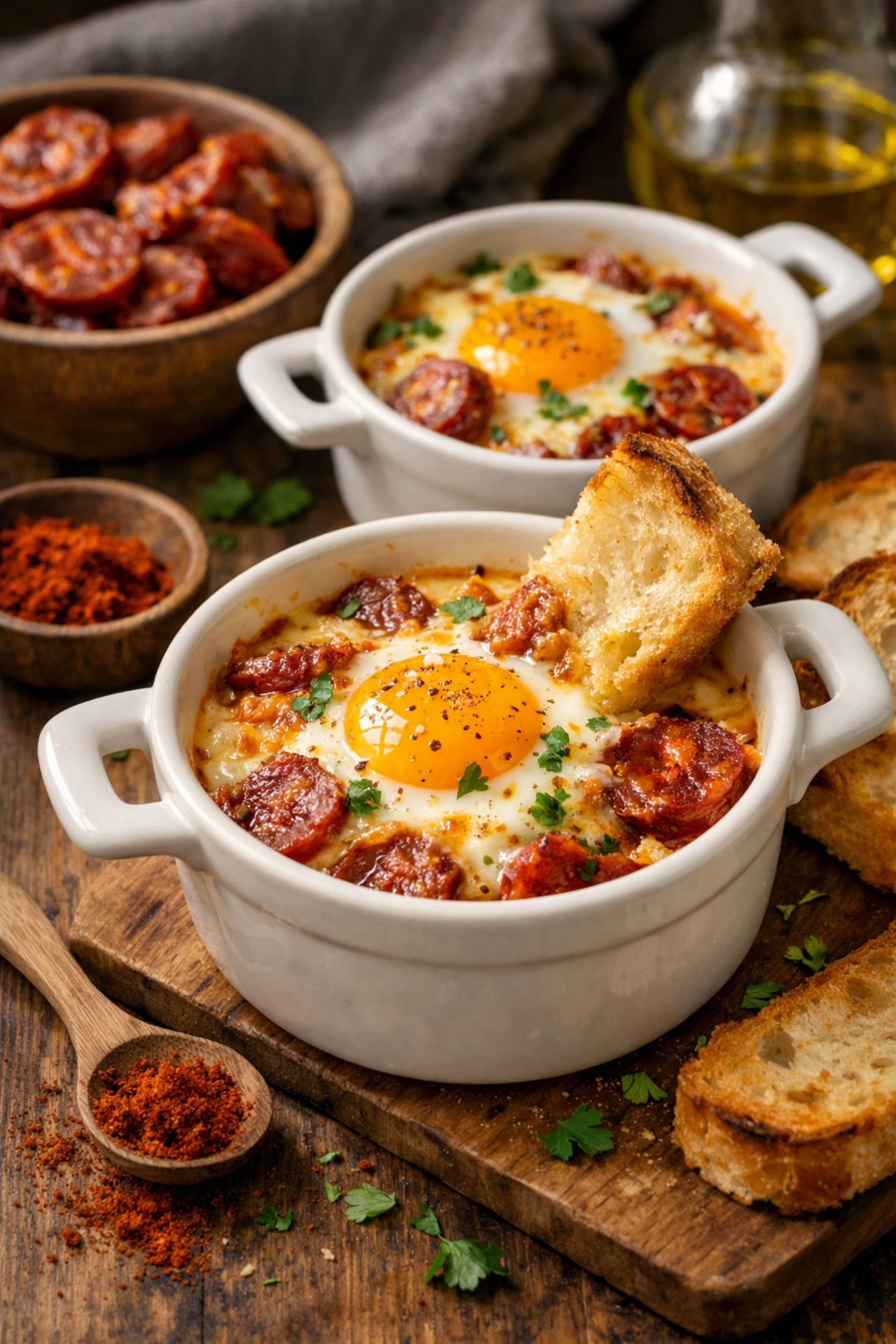 Oeufs cocotte chorizo - Recette Cookeo Infinity Autostir | Moulinex