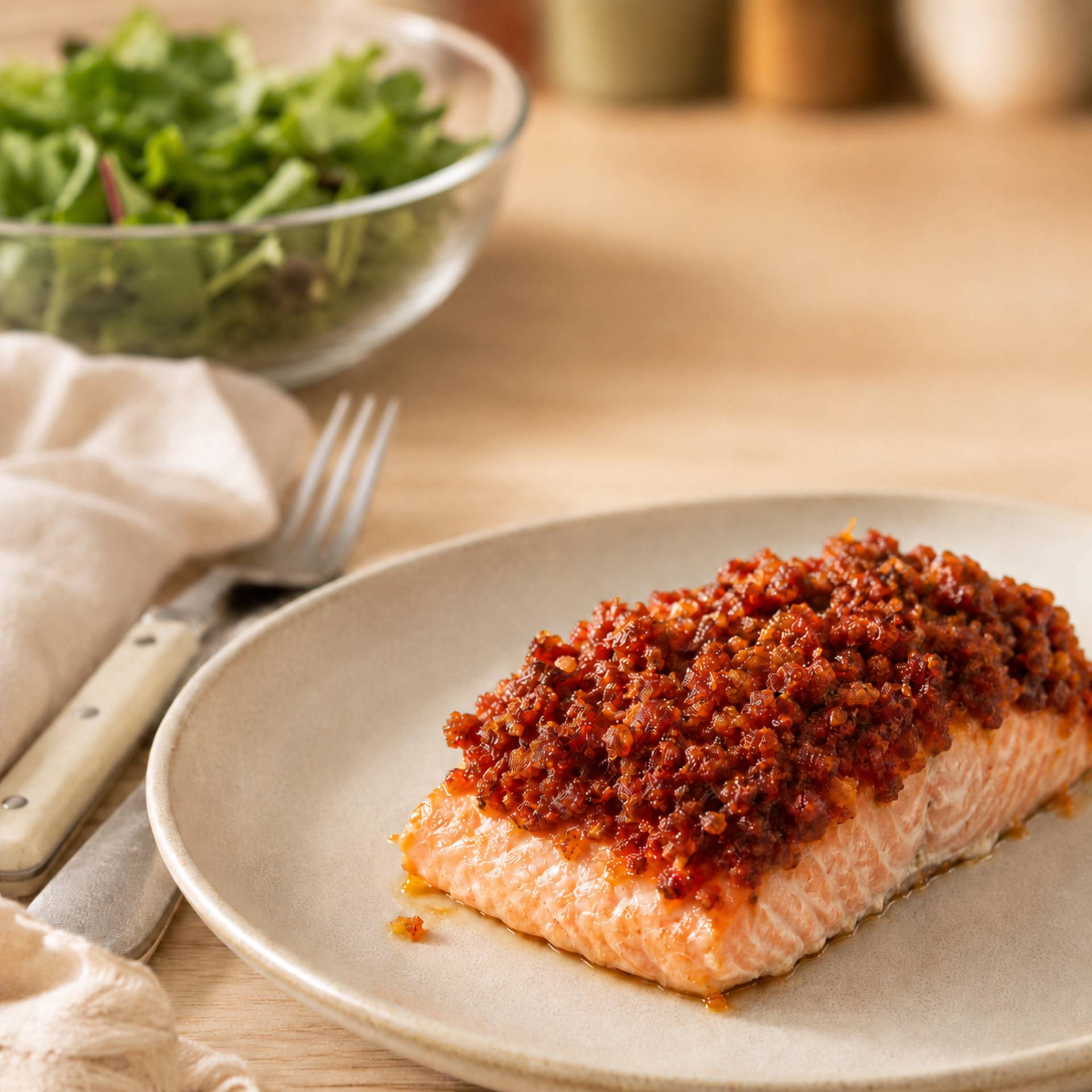 Saumon en croûte de chorizo - Recette Ever Fry Dual Flex | Moulinex