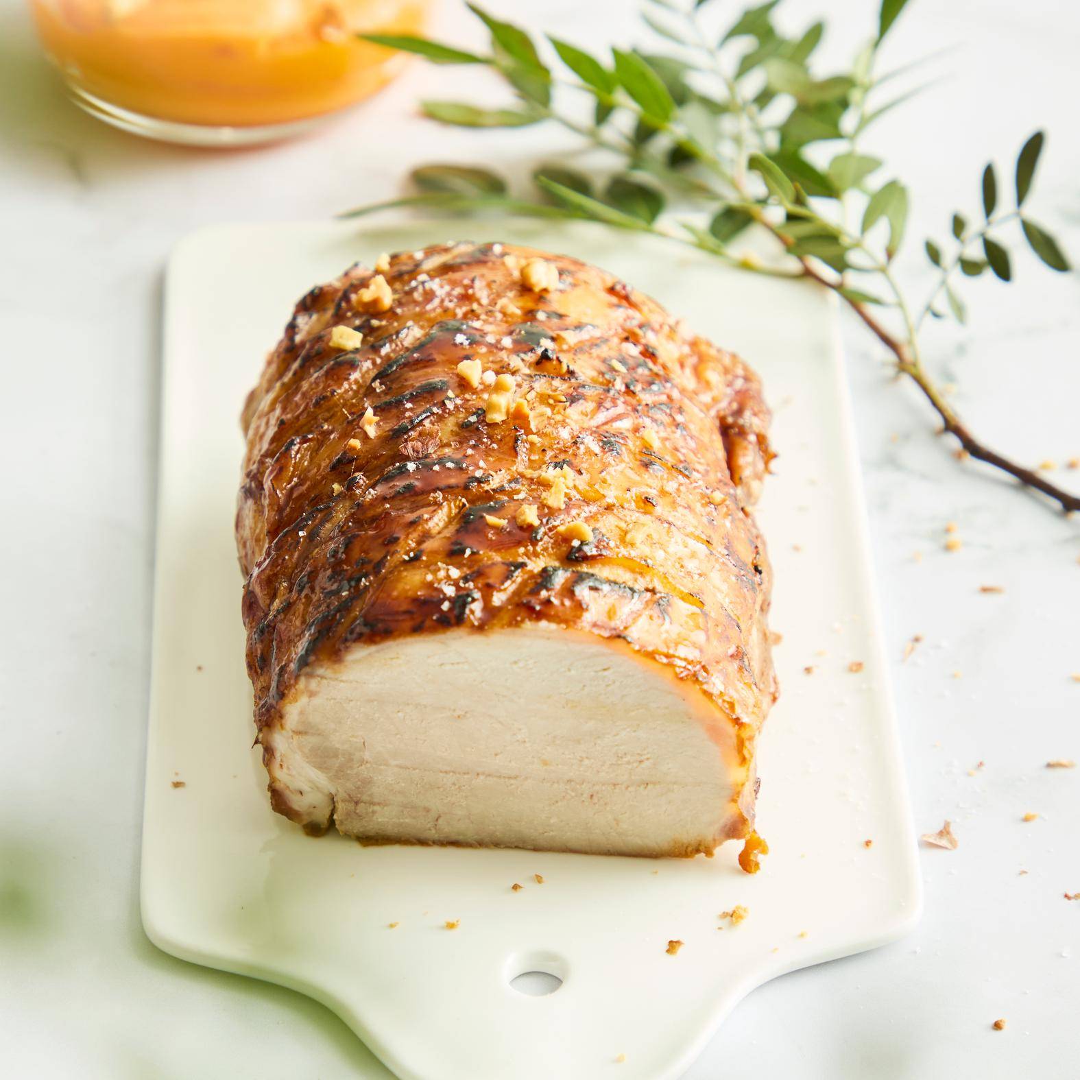 Honey-glazed roast pork & walnut and sweet potato purée - Recette Dual EasyFry | Moulinex