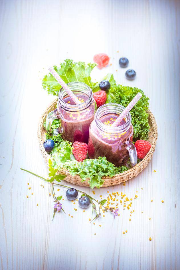 Smoothie au chou kale, myrtilles, framboises et banane - Recette Blend up | Moulinex