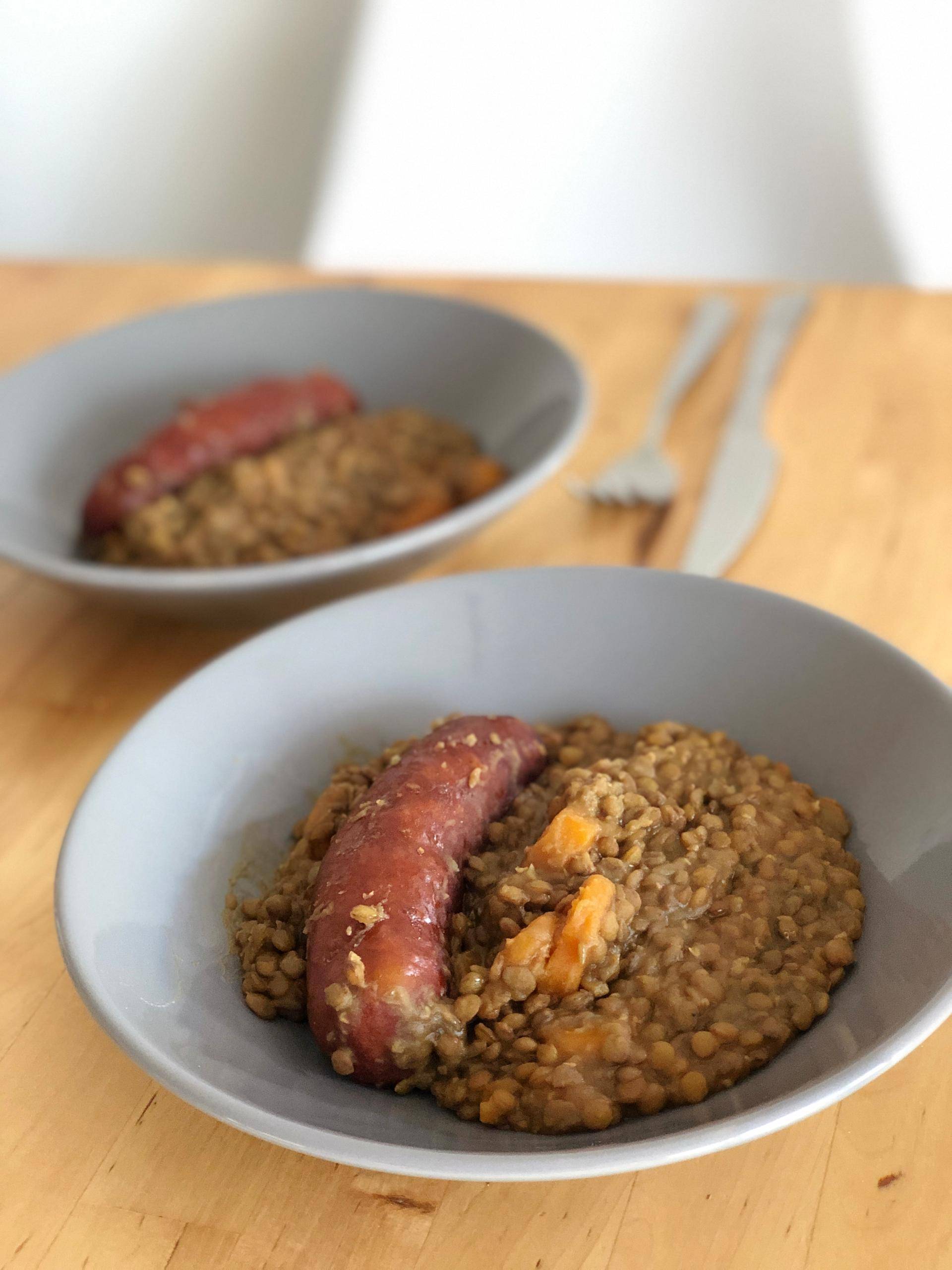 Lentilles saucisses - Recette Companion Connect XL | Moulinex