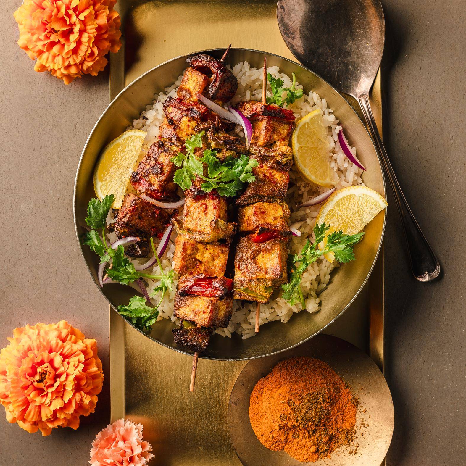 Brochettes de tofu façon tika masala - Recette Easy Fry Compact | Moulinex