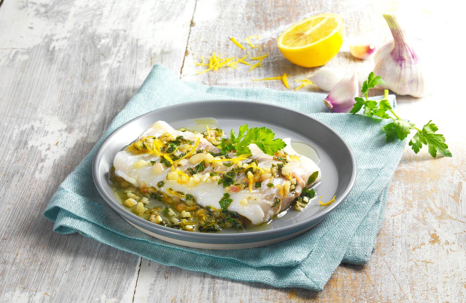 Poisson blanc à l'ail et au citron - Recette Cook'in One | Moulinex