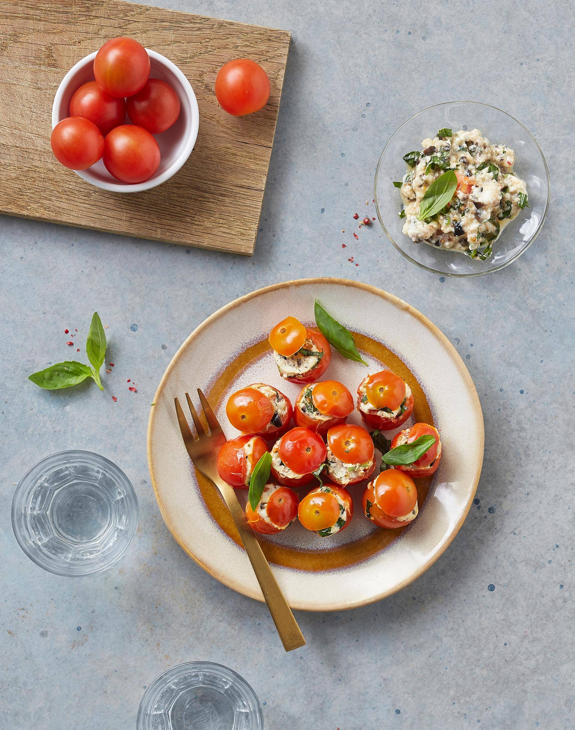 Tomates cocktail farcies à la ricotta - Recette Cuiseur vapeur | Moulinex