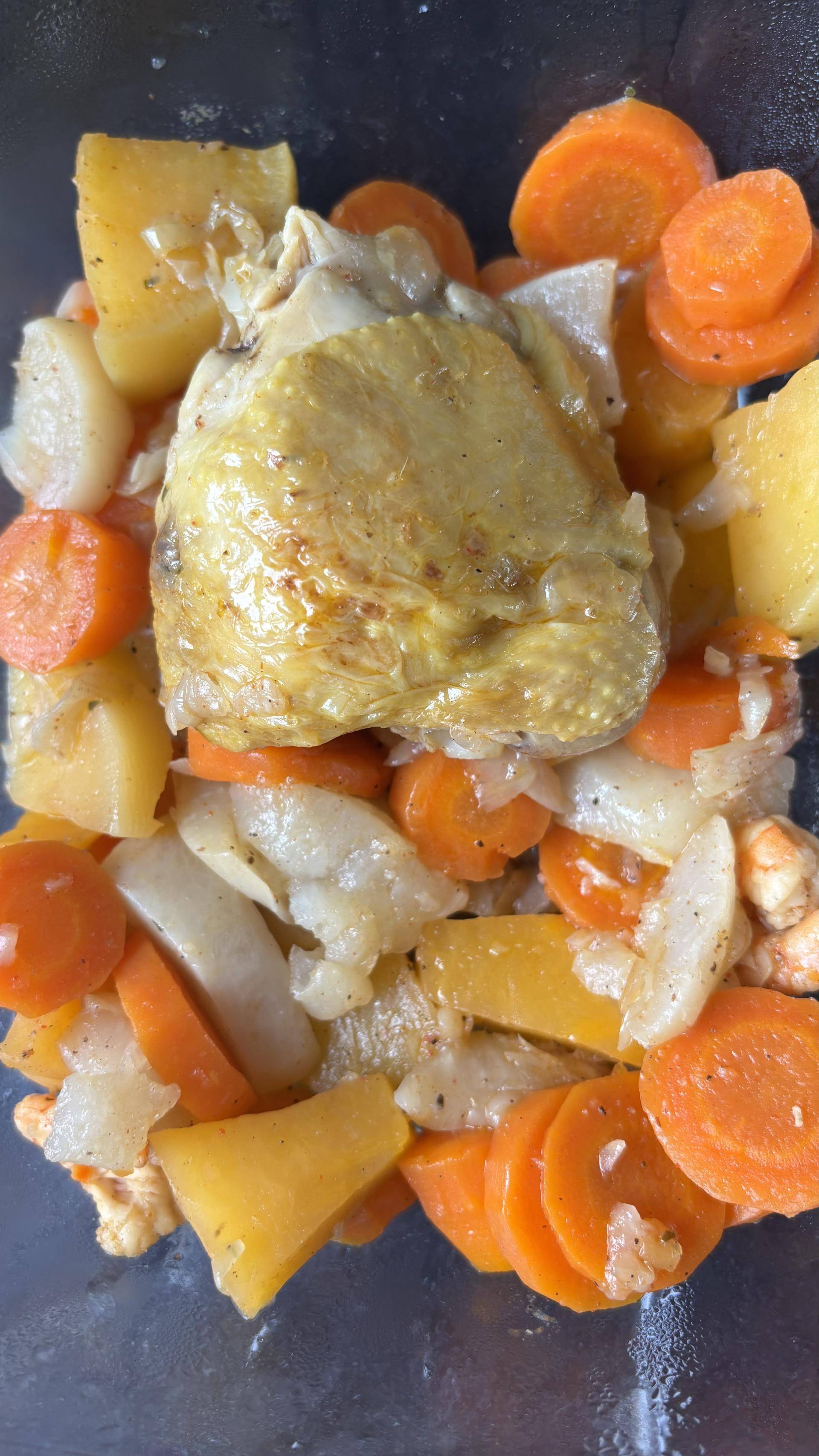 Poulet crevettes navet rutabaga carottes - Recette Cookeo V3 | Moulinex