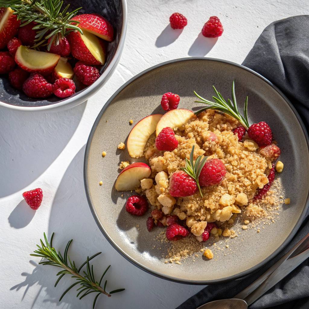 Crumble pommes, framboises, romarin - Recette Cookeo Infinity Autostir | Moulinex